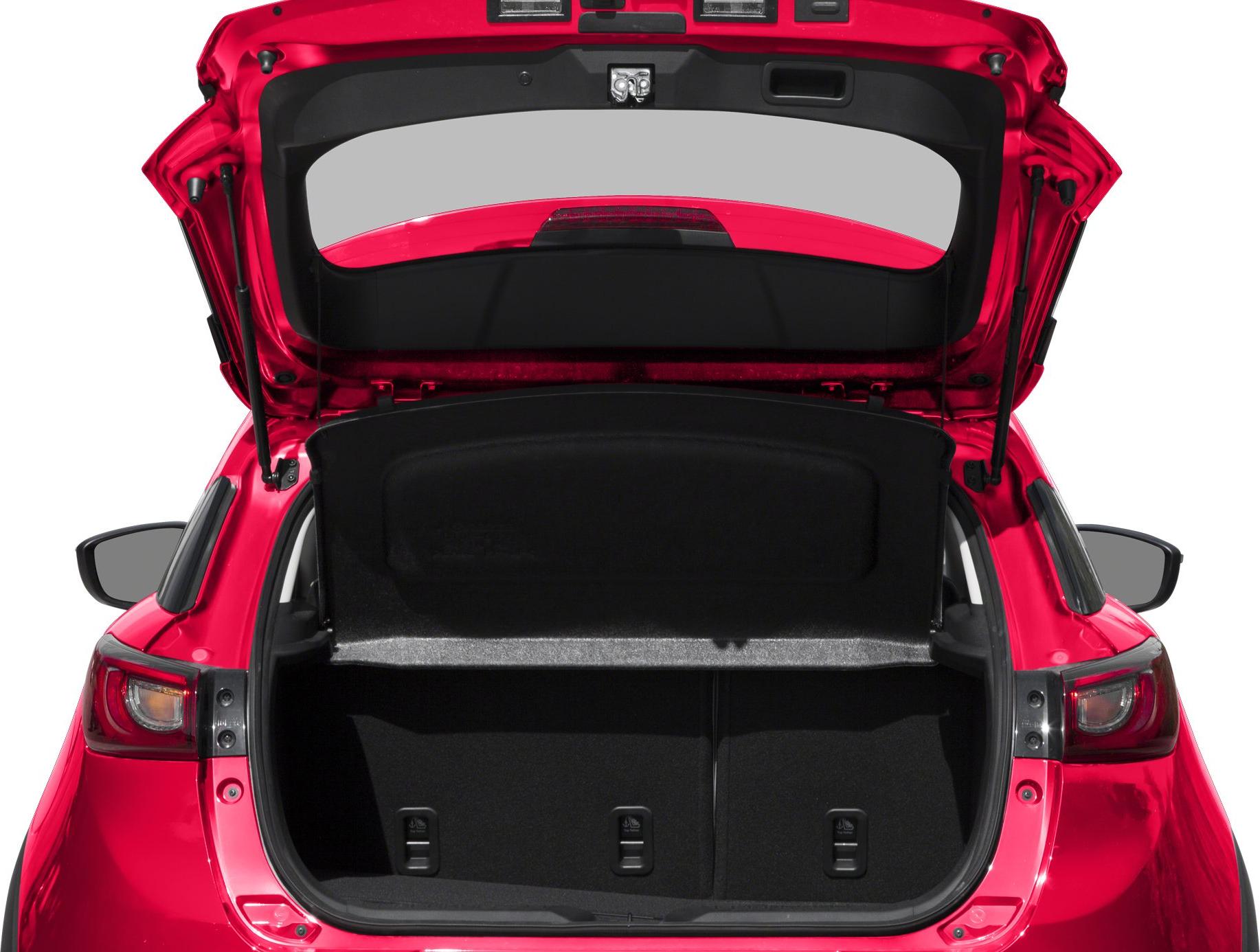 Open trunk rear view with spacious cargo area and privacy cover