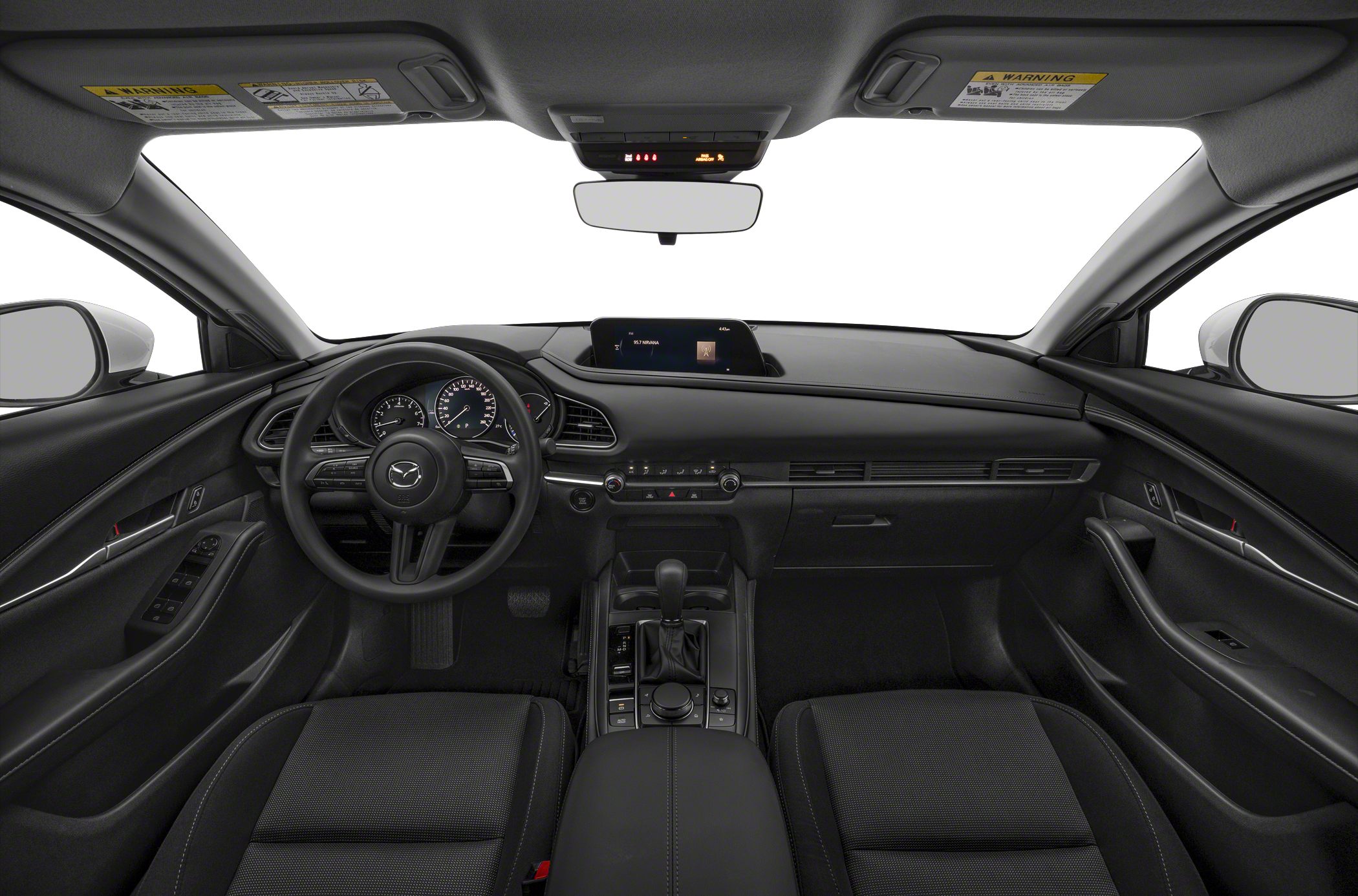 Modern dashboard with infotainment screen and multifunction steering wheel