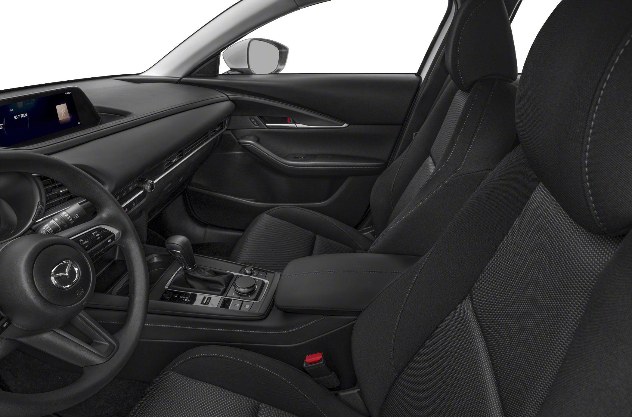 Modern black interior seats and dashboard with control panel