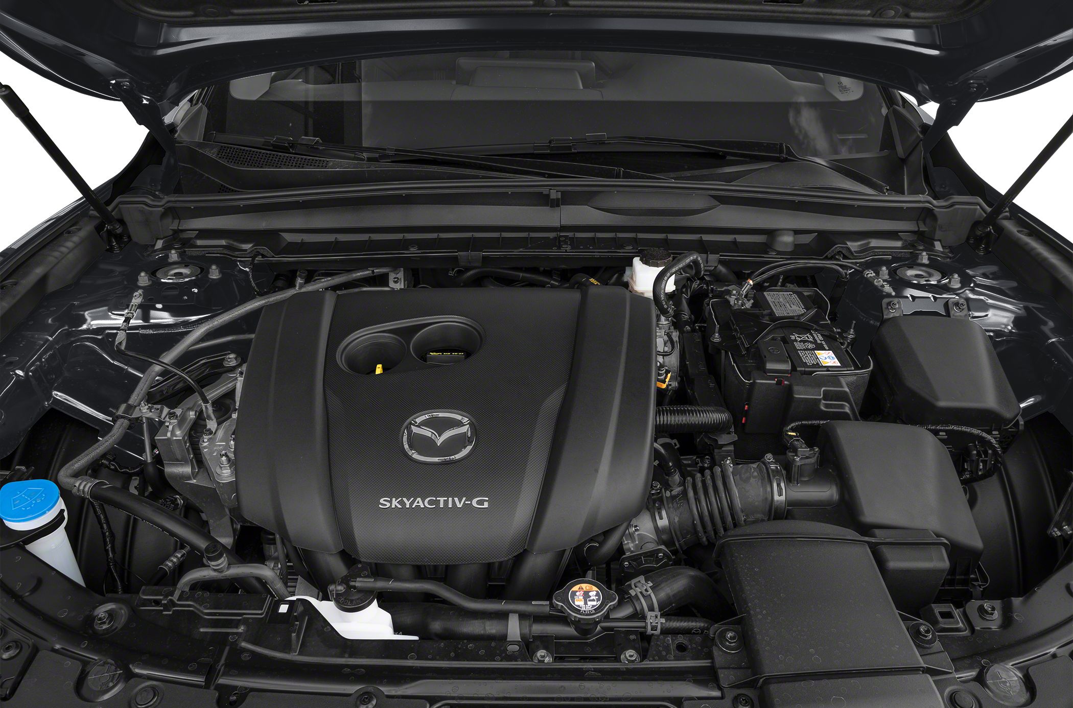 Skyactiv-G engine and detailed engine bay layout with components