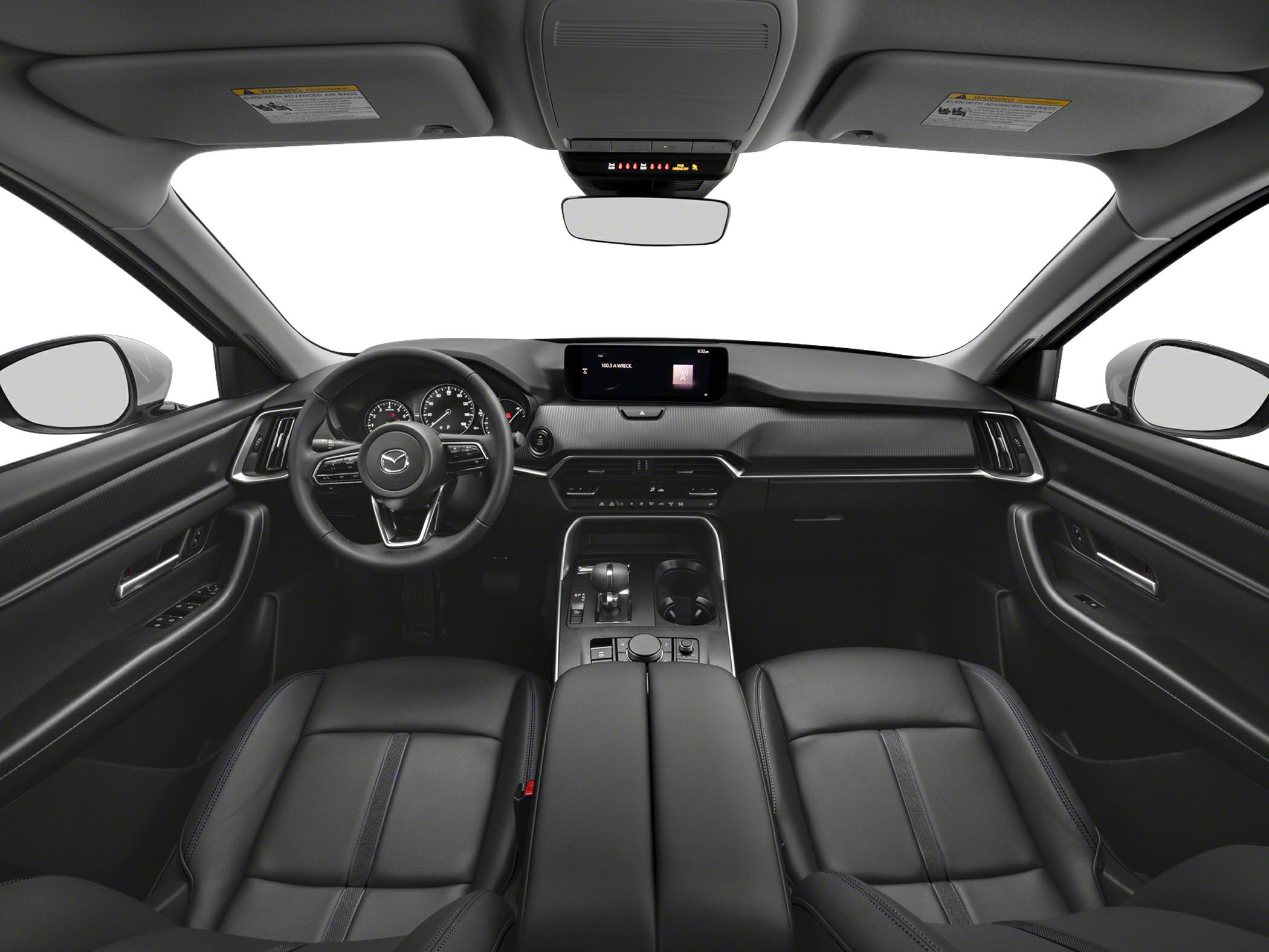 Modern dashboard and multi-functional steering wheel interior view