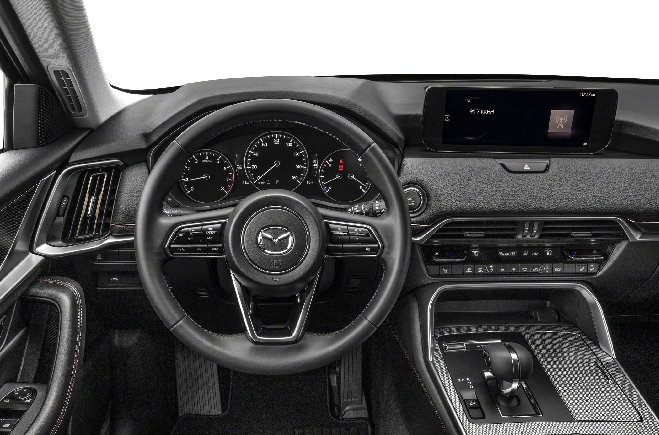 Modern dashboard with digital cluster and multifunction steering wheel