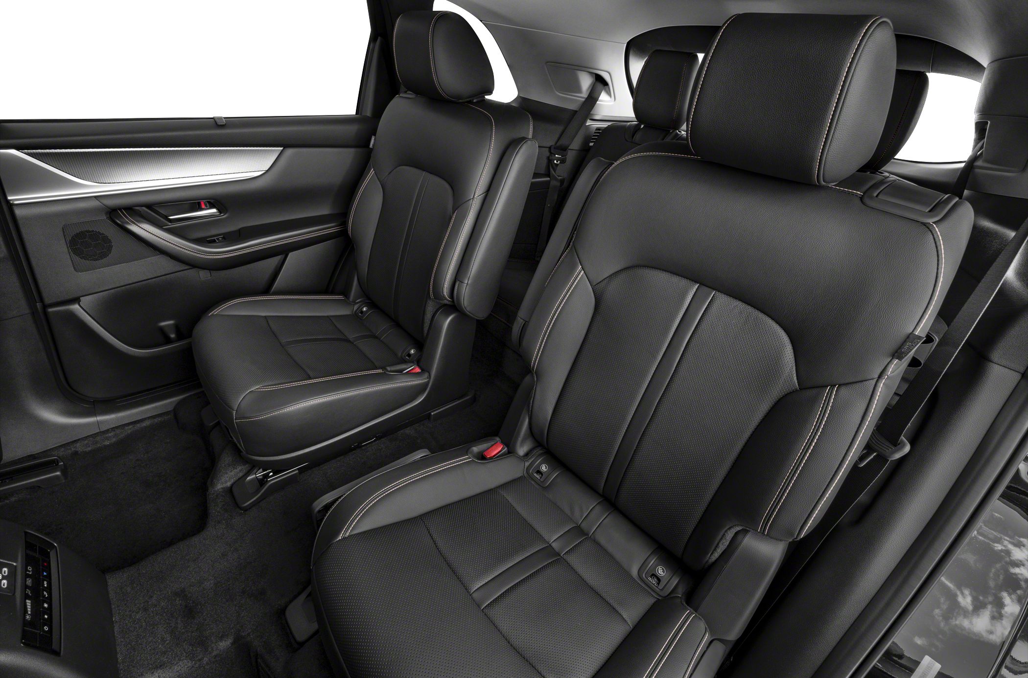 Luxury black leather captain seats with detailed stitching