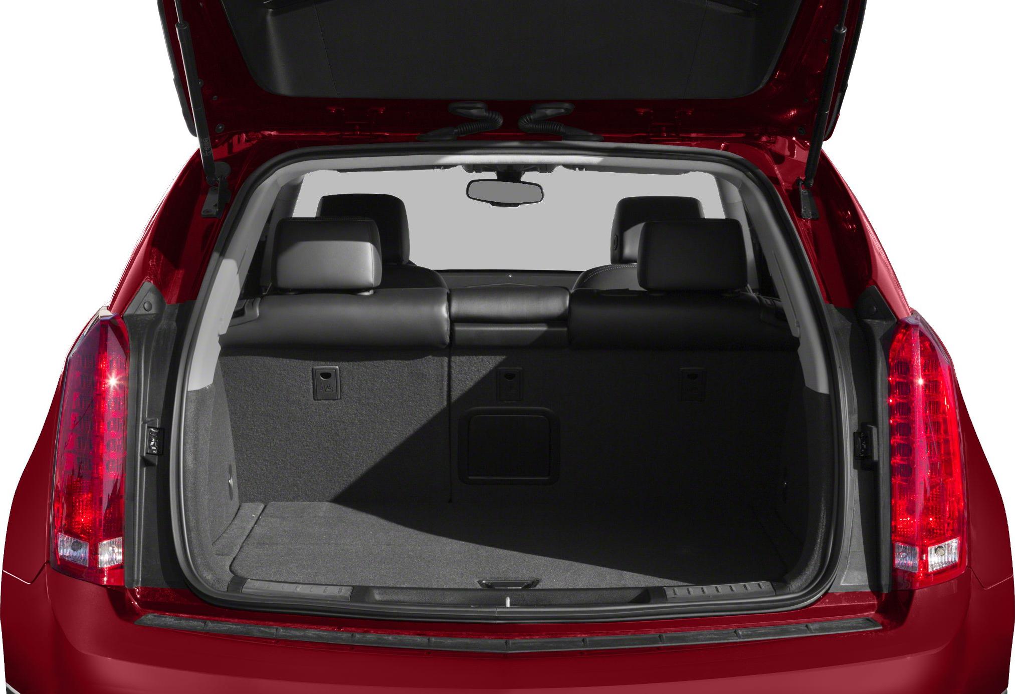 Spacious open rear cargo area with foldable back seats in SUV trunk