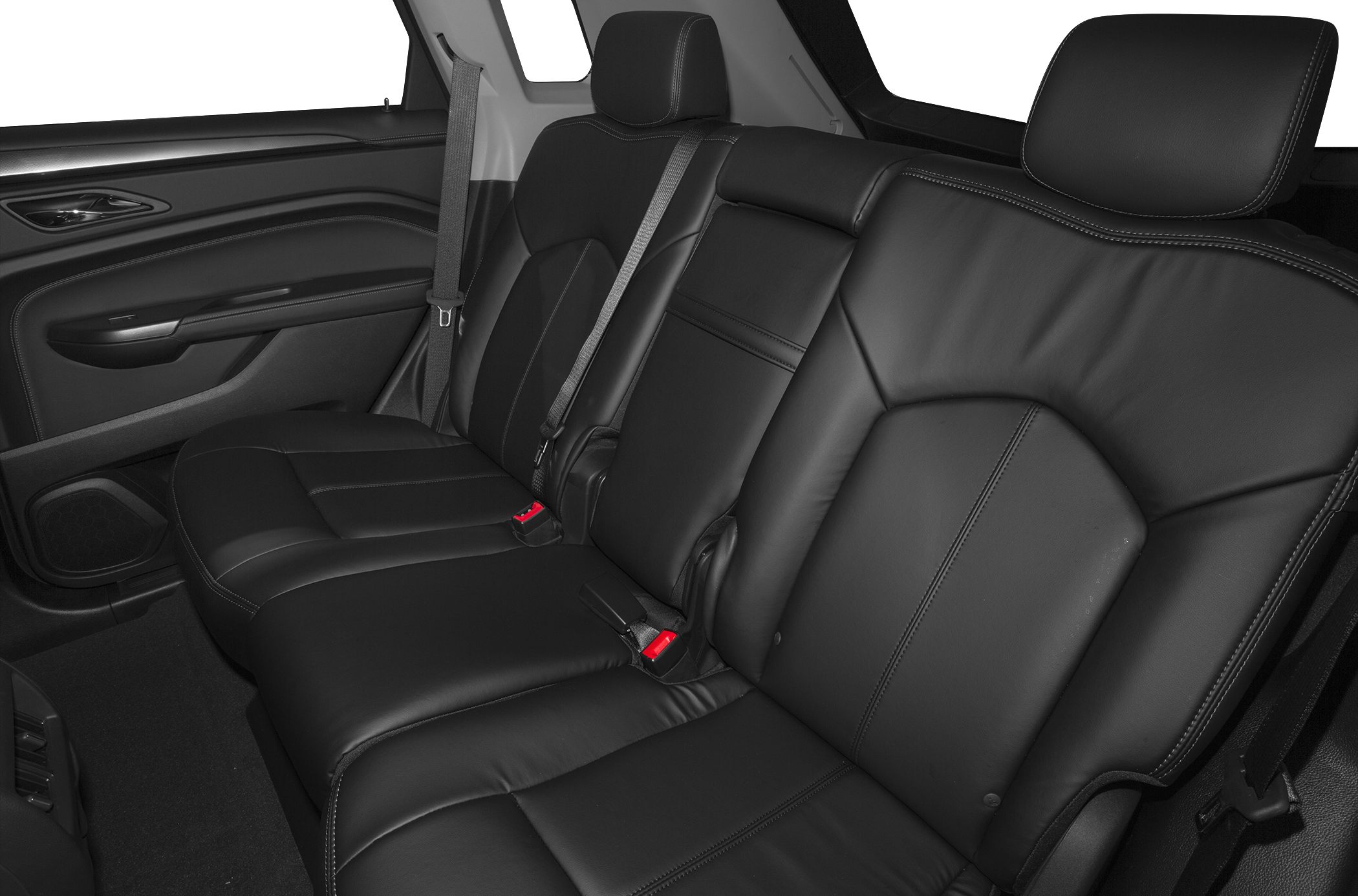 Rear black leather seats with stitching and headrests