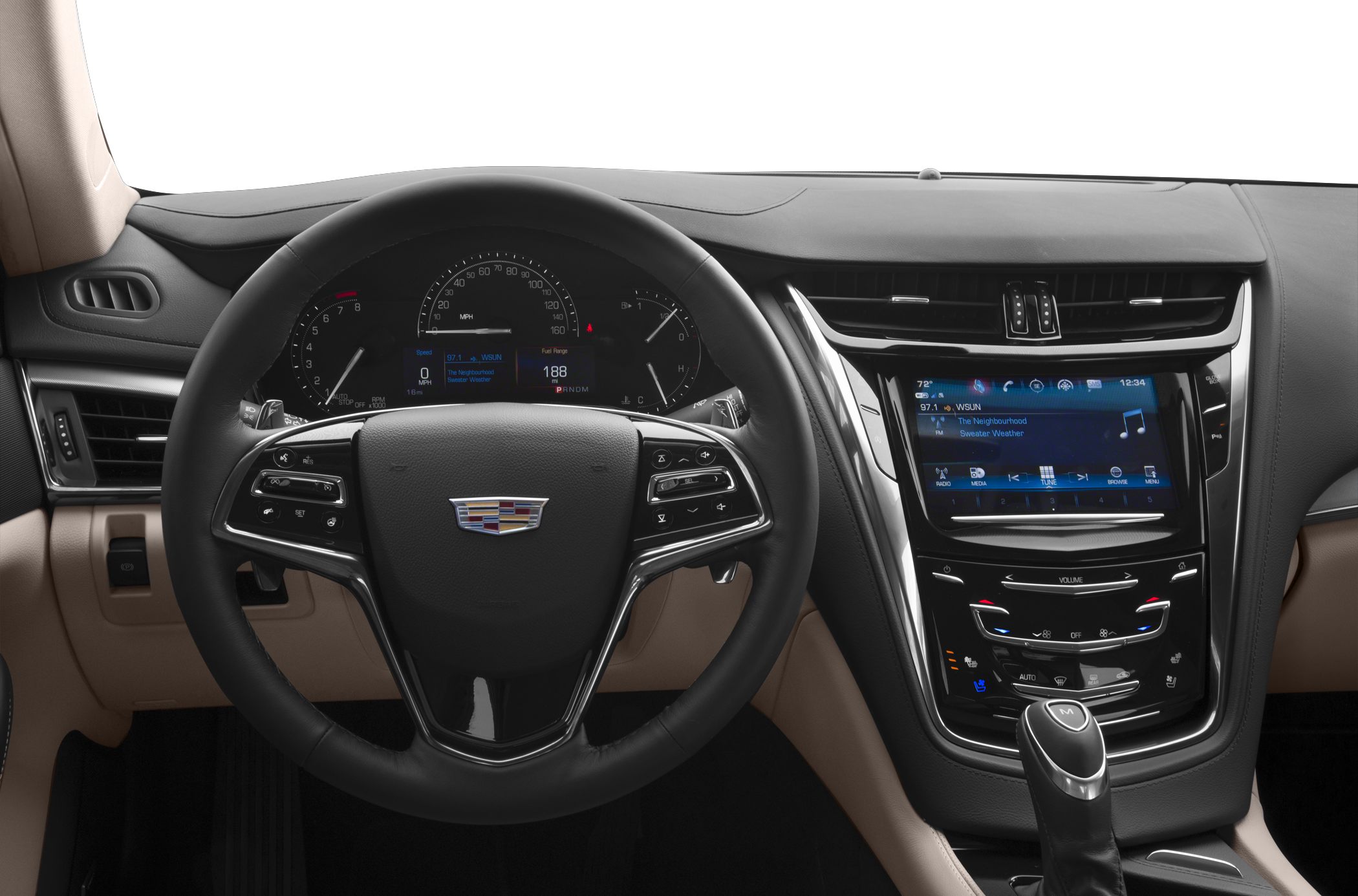 Digital dashboard and touchscreen infotainment with multifunction steering wheel