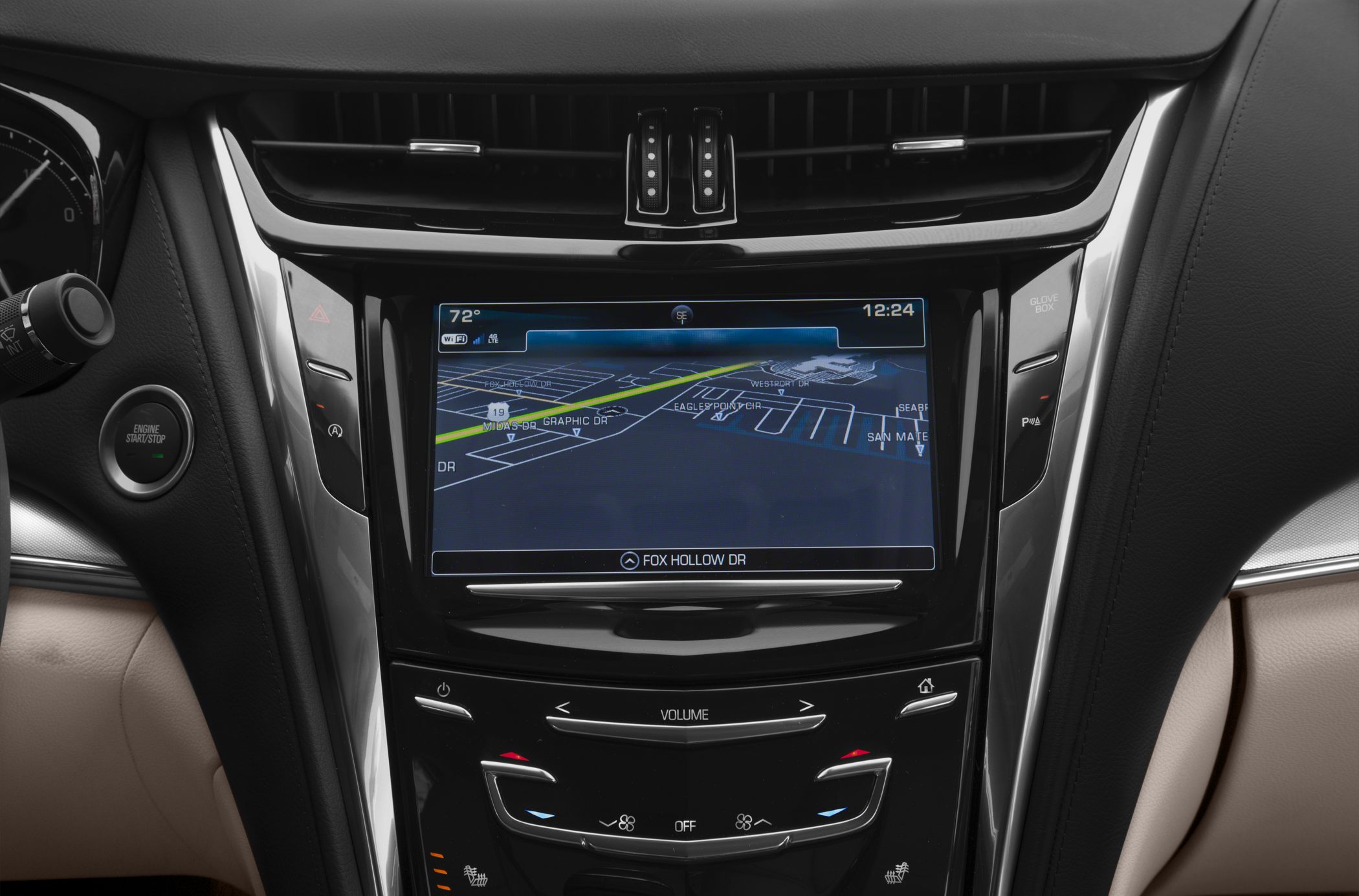 Infotainment touchscreen with navigation and digital climate control panel