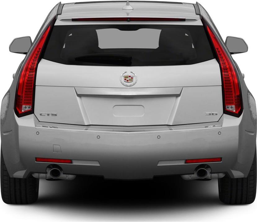 Rear view with vertical tail lights and dual exhaust pipes