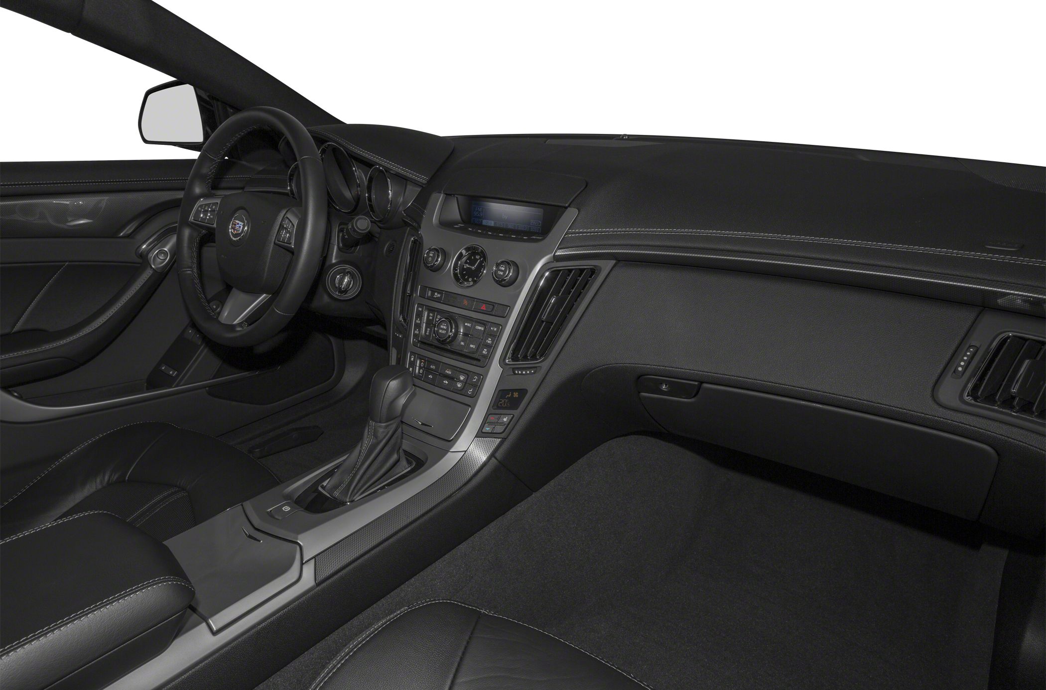 Black interior dashboard and steering wheel with center console
