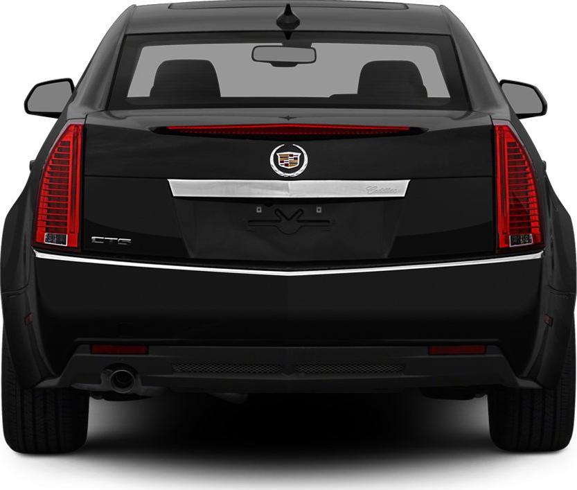 Rear view with vertical tail lights and trunk design.