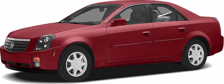 Red Cadillac CTS I sedan front side view with wheels and headlights