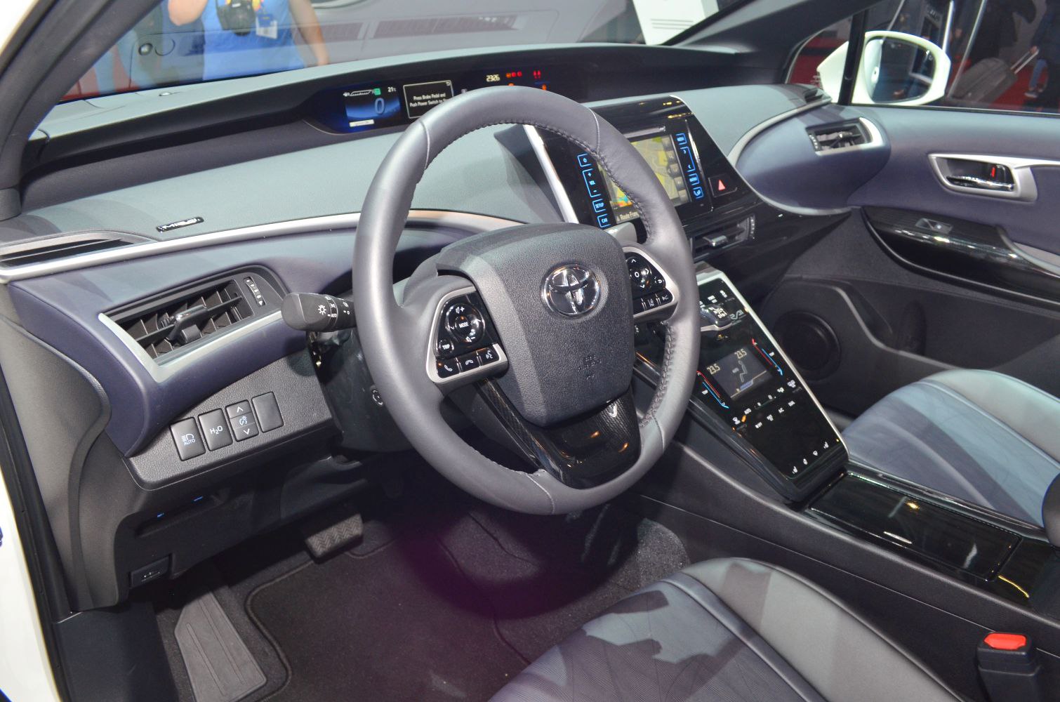 Modern interior with digital dashboard and multifunction steering wheel