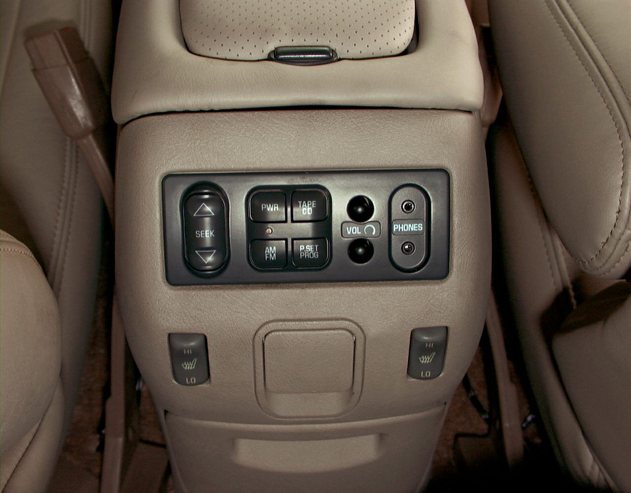 Rear seat audio and heated seat controls on center console