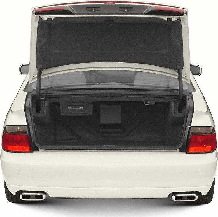 Rear open trunk and dual exhaust pipes