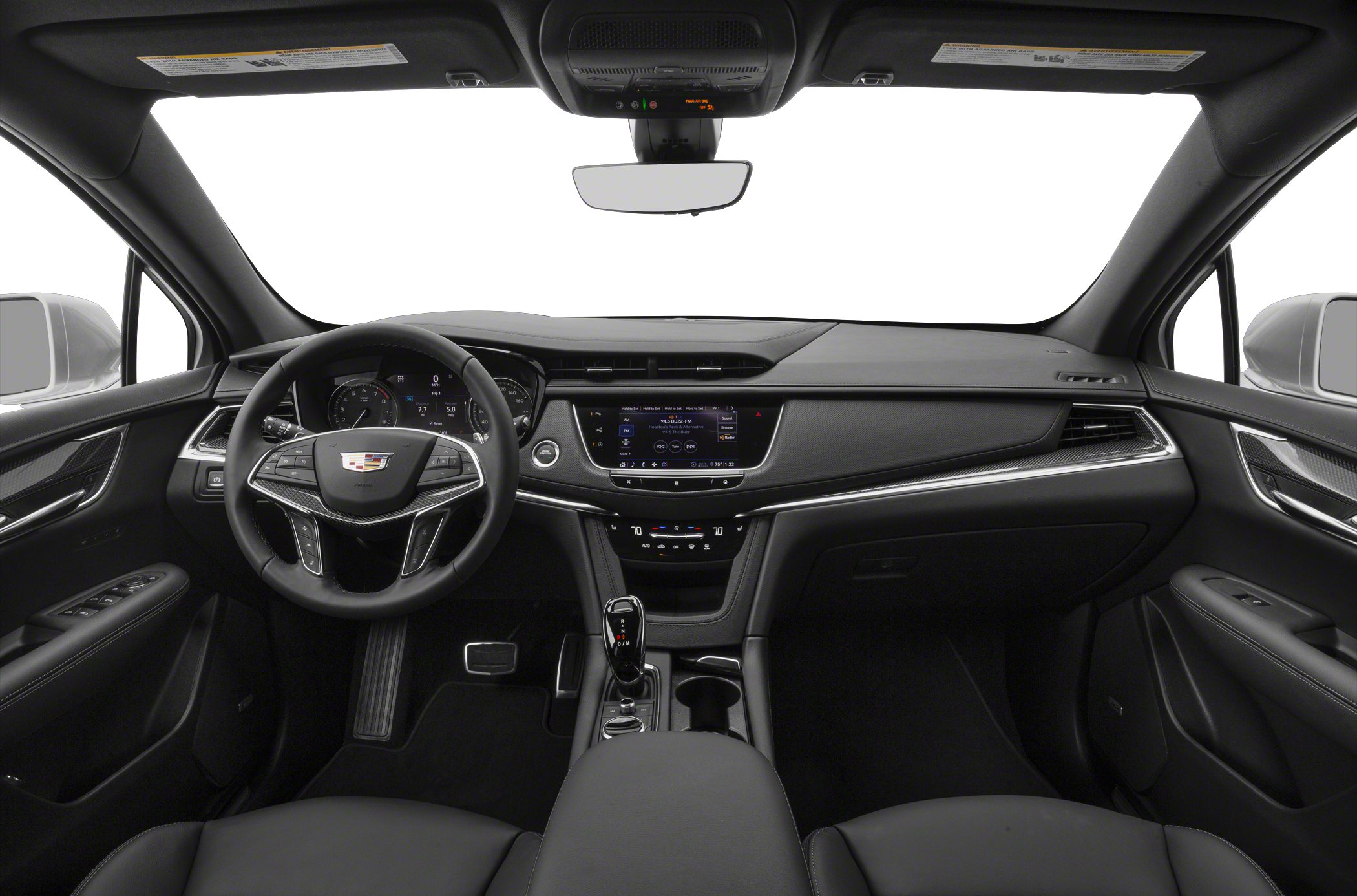 Modern dashboard and multifunction steering wheel with touchscreen display