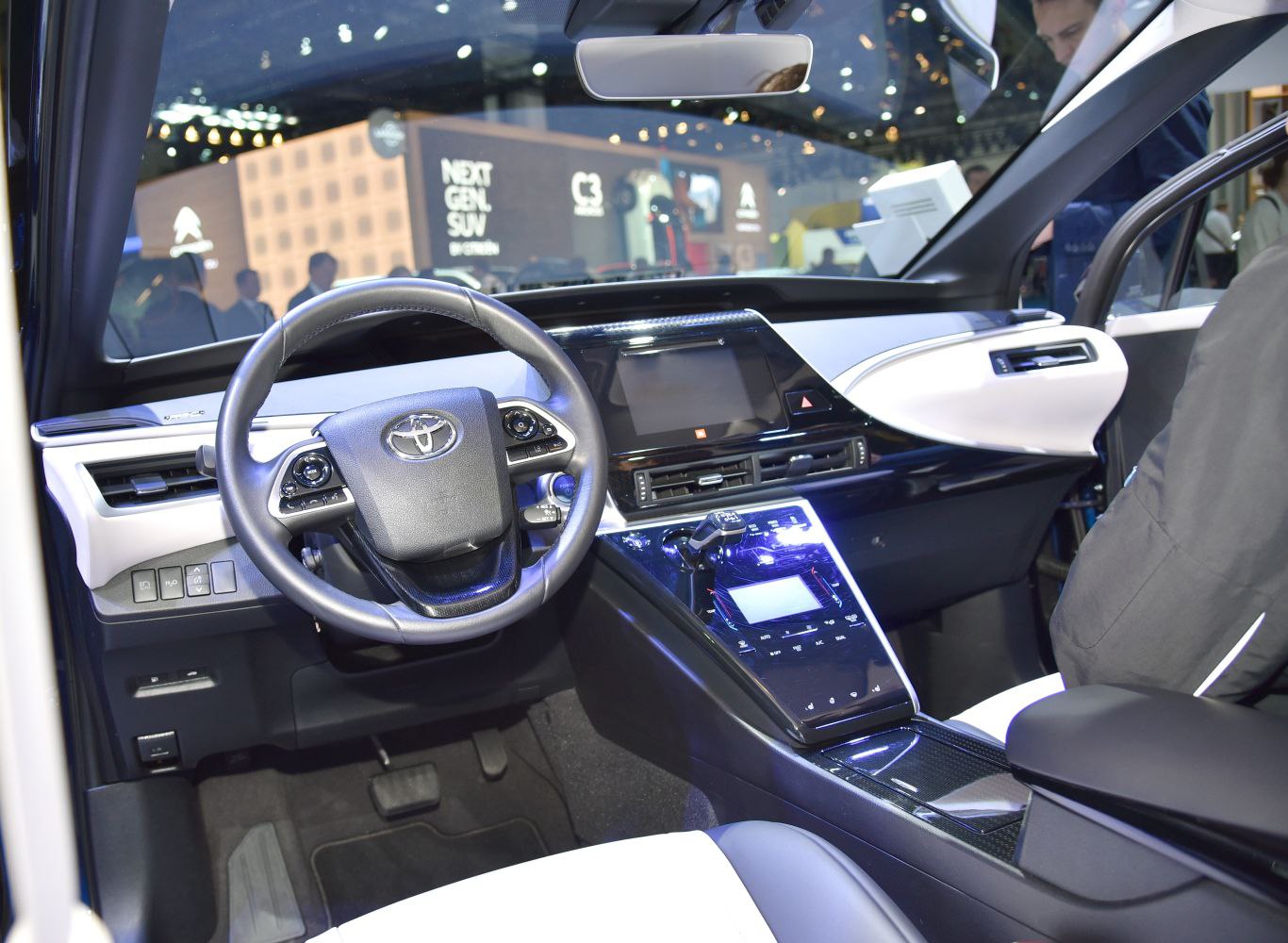 Modern dashboard and steering wheel with digital controls