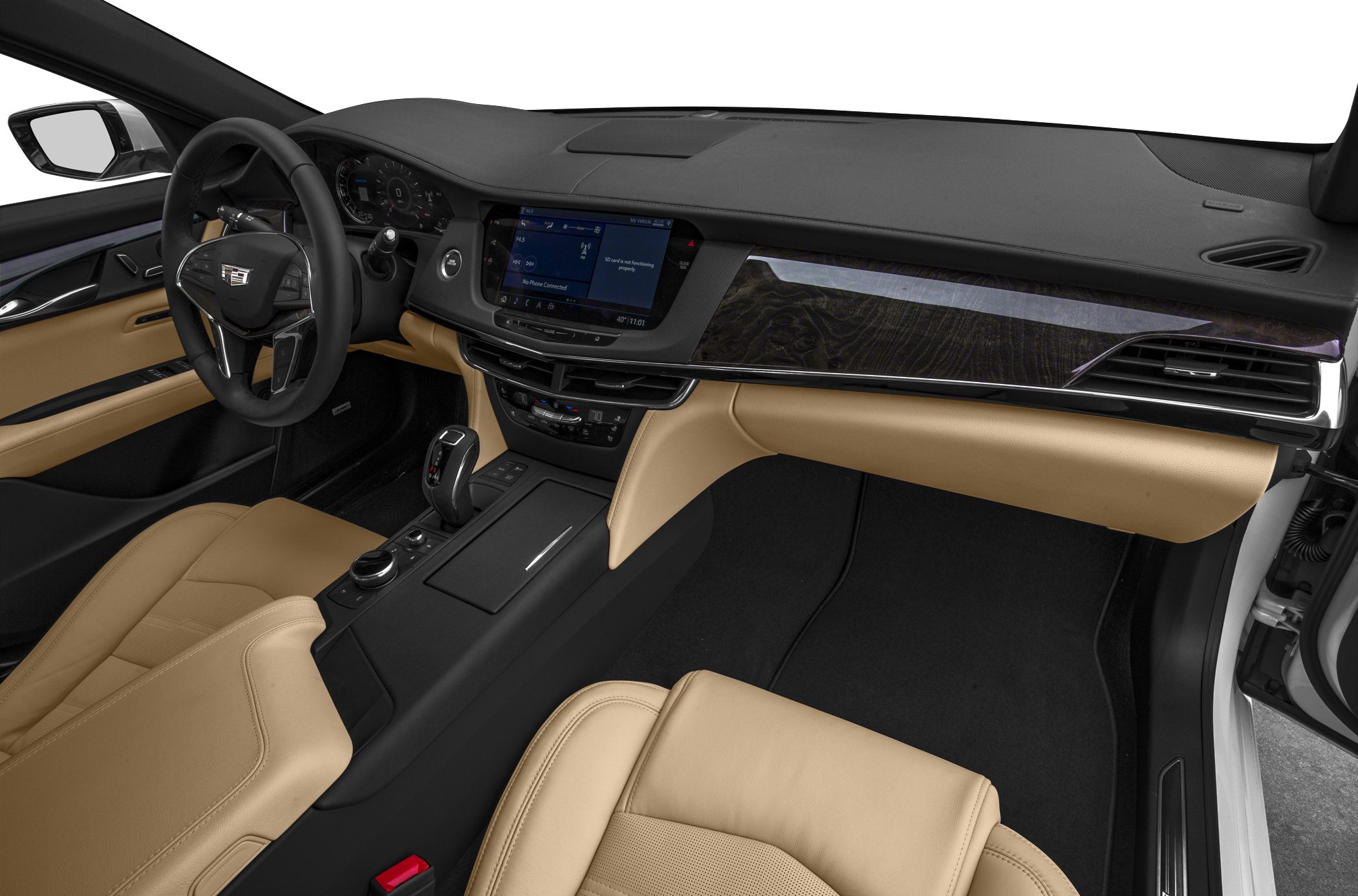 Luxurious car interior with modern dashboard and infotainment system