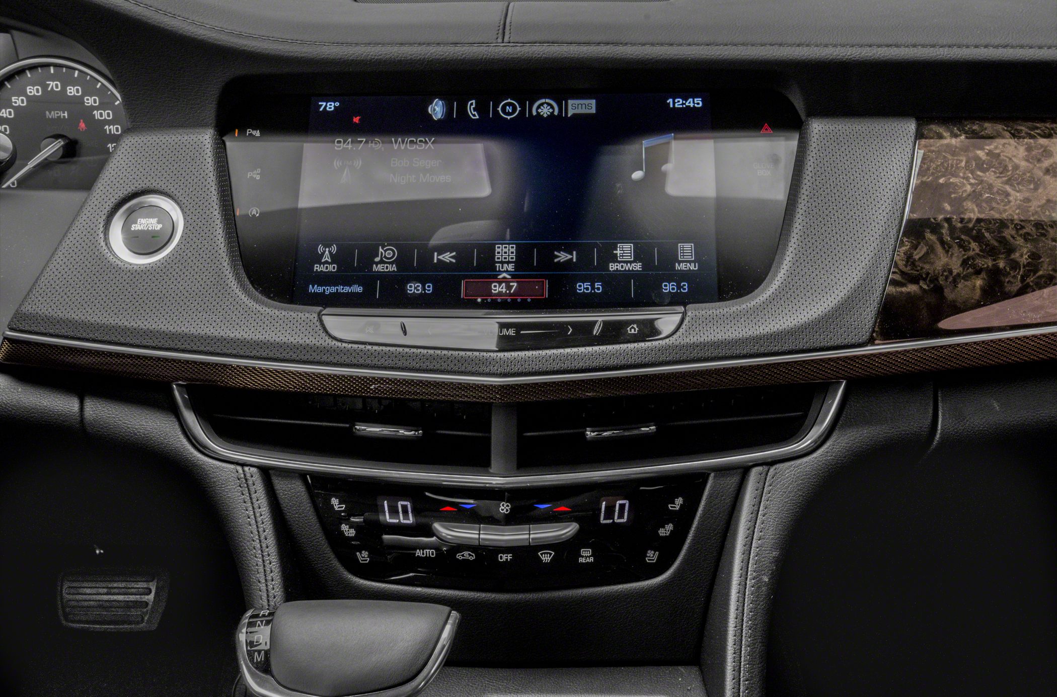 Touchscreen multimedia display with dual-zone climate control and engine start button