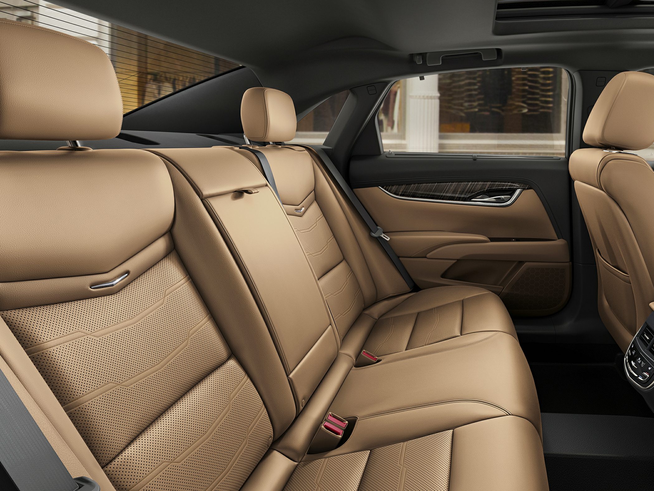 Tan leather rear seats with premium detailing