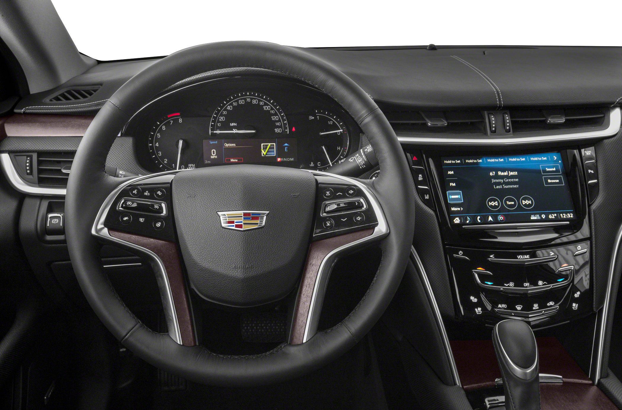 Steering wheel and digital dashboard with touchscreen infotainment system