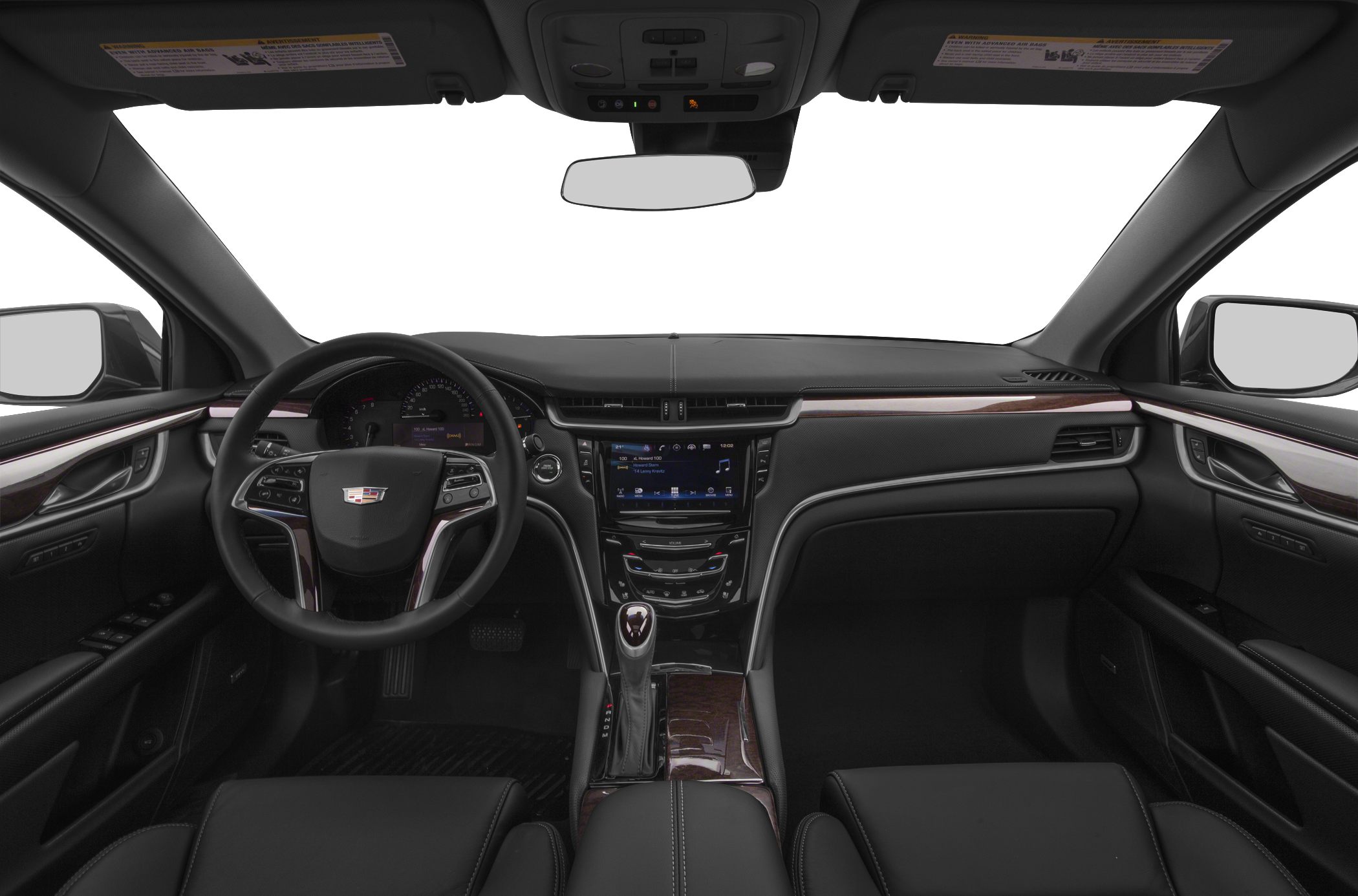 Multifunction steering wheel and wooden trim with central touchscreen