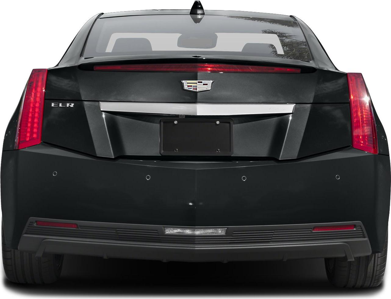 Rear view with vertical tail lights and distinctive trunk design