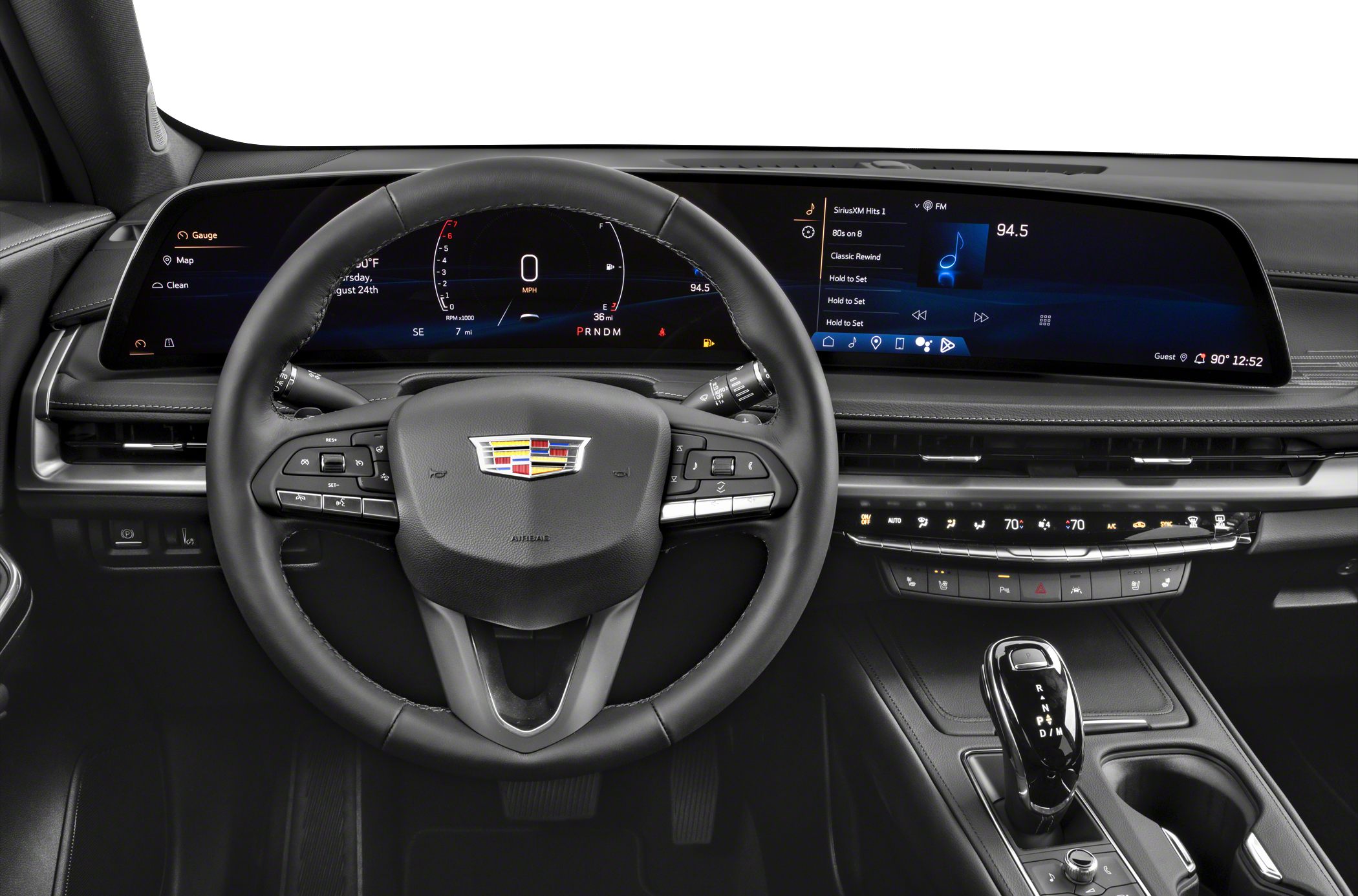 Digital dashboard and multifunction steering wheel in luxury SUV interior