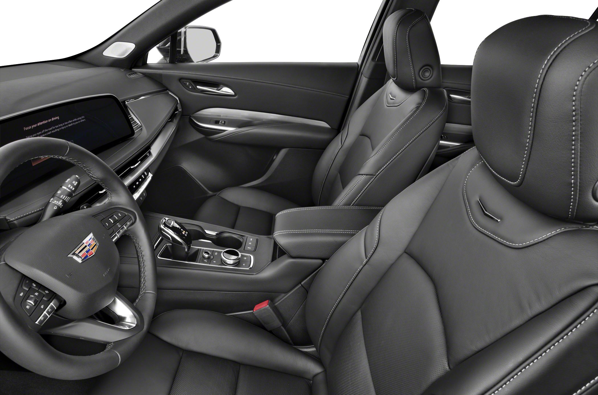 Black leather seats and modern center console with controls