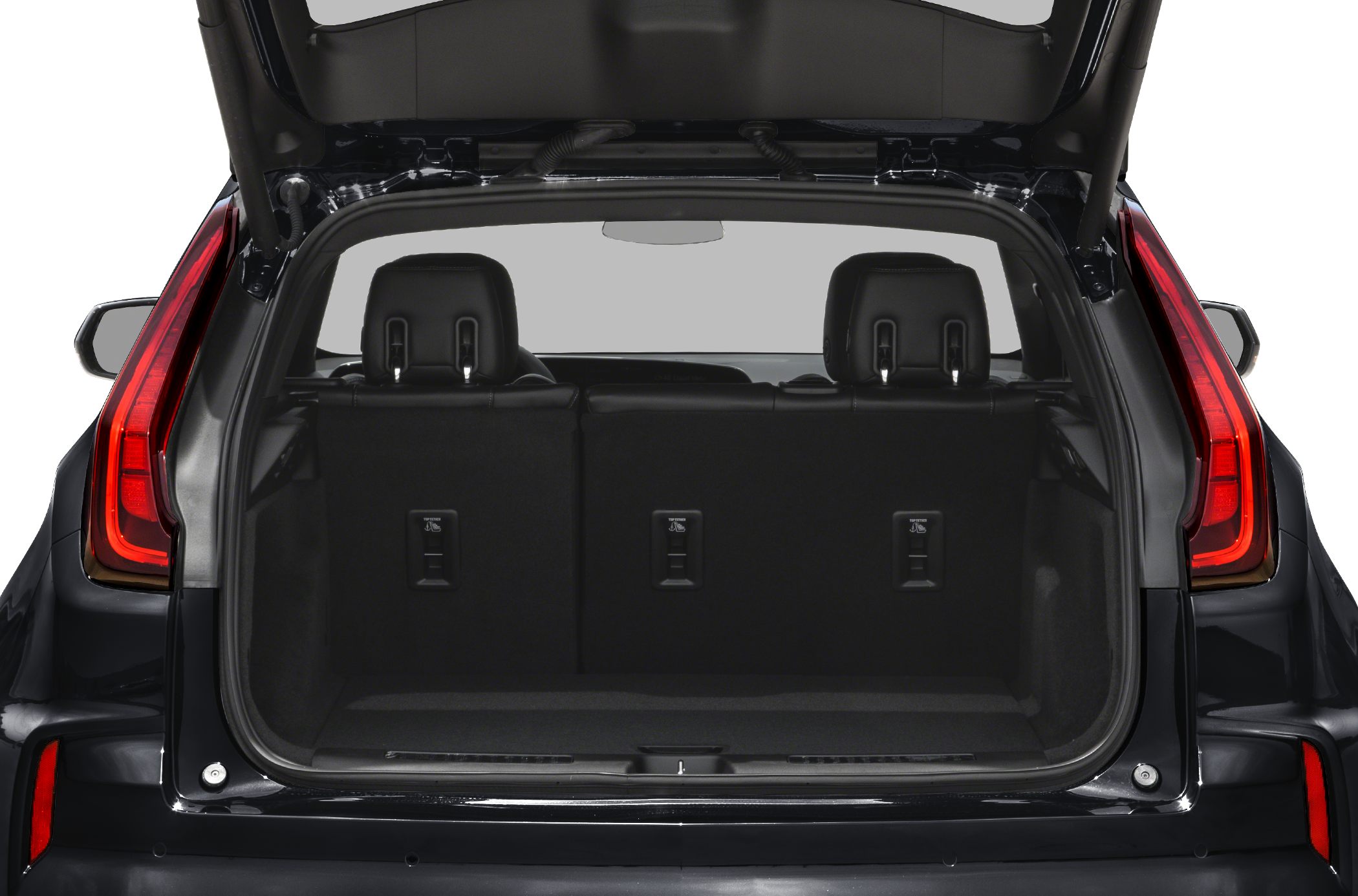 Open trunk with rear seats and taillights visible