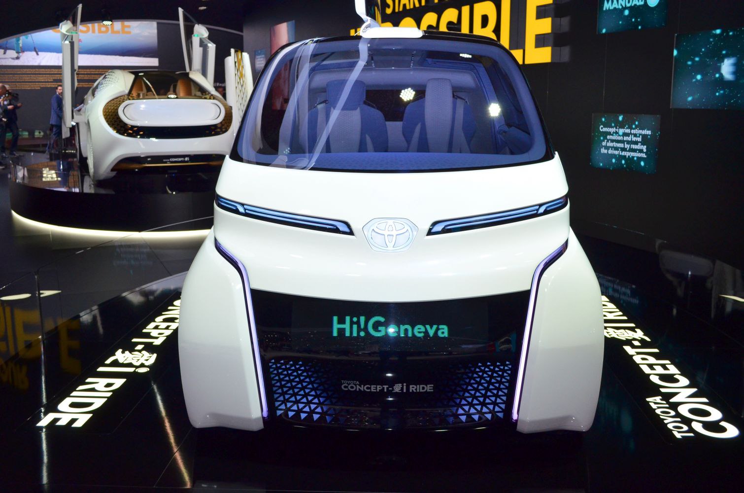 Compact electric vehicle with transparent roof and LED lighting