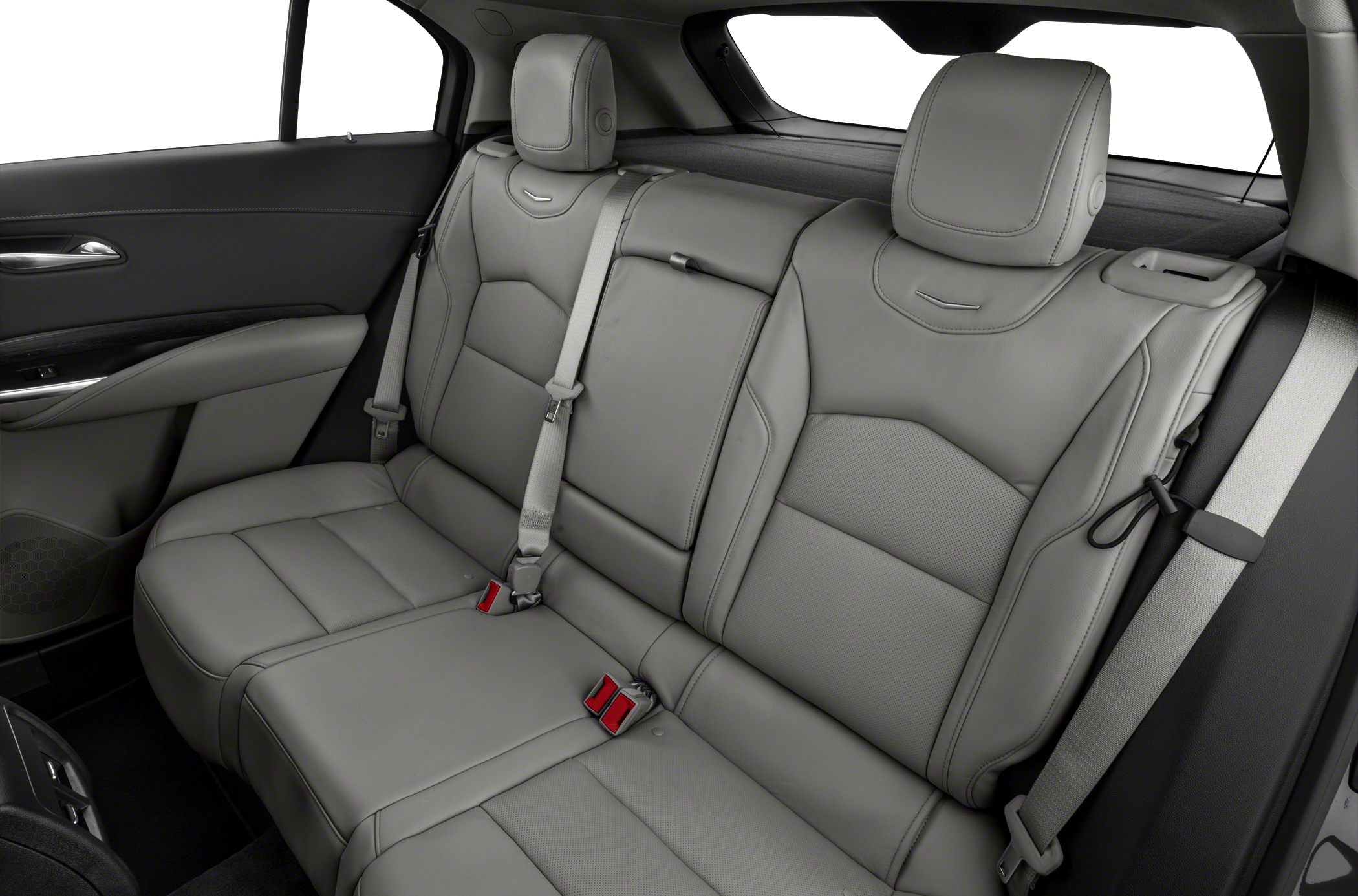 Premium leather rear seats with seatbelts and headrests.