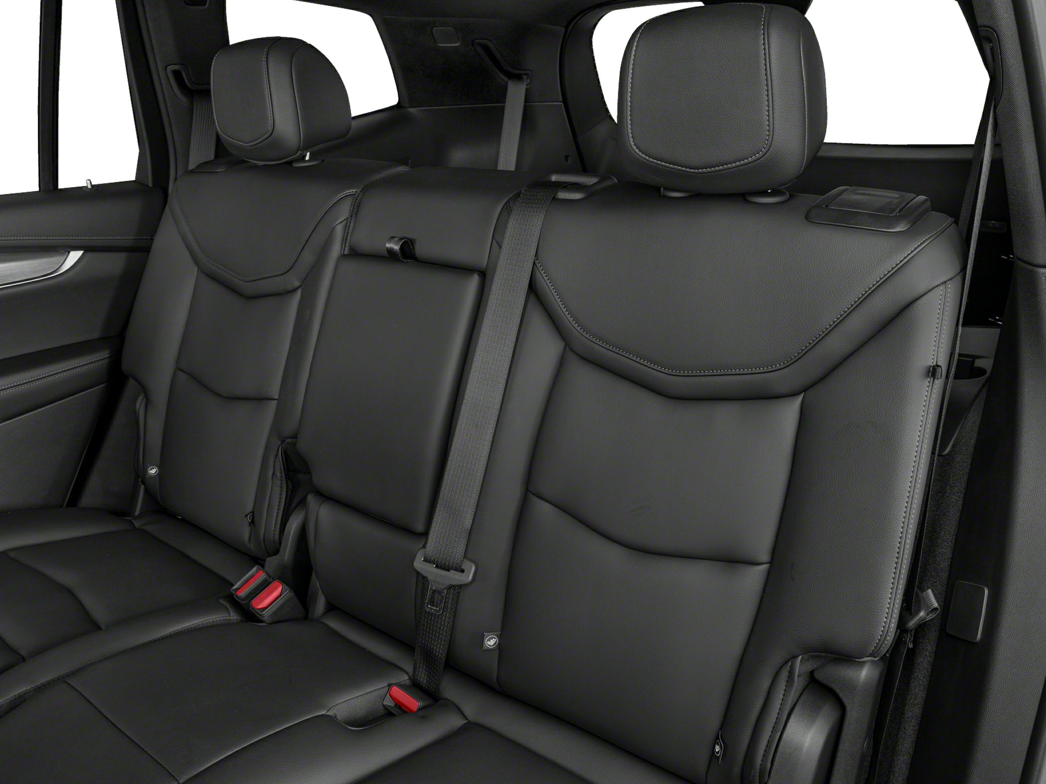 Black leather rear seats with headrests and seat belts