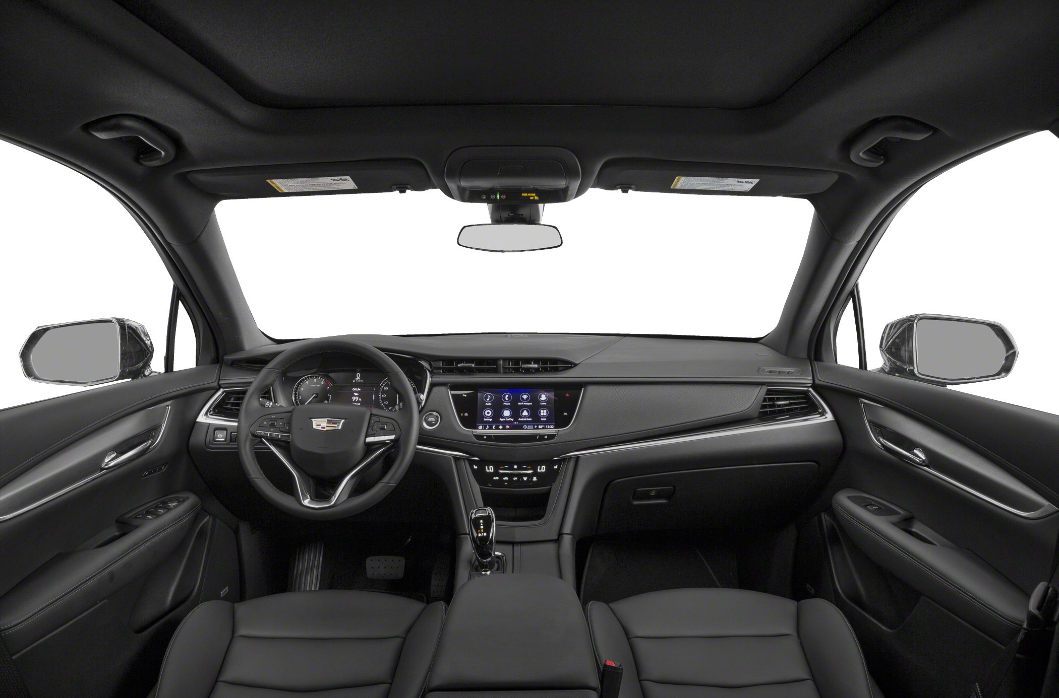 Sleek dashboard with touchscreen and modern steering wheel controls