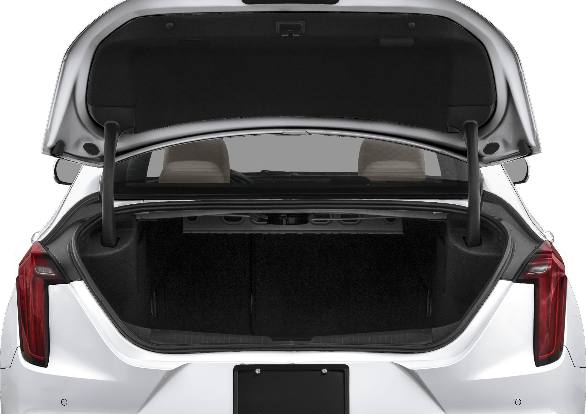 Open trunk with spacious luggage compartment and rear tail lights