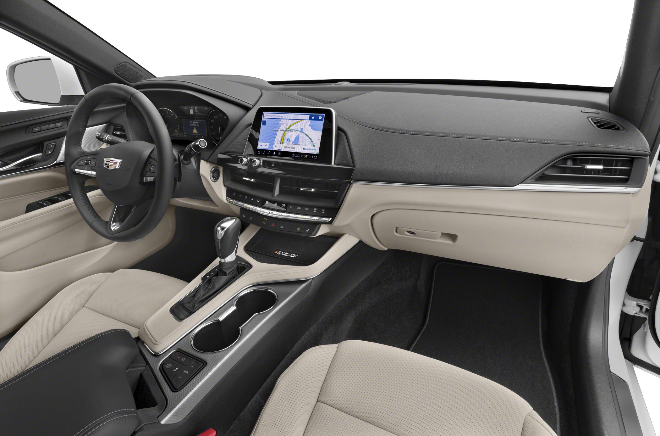 Modern dashboard and center console with infotainment system