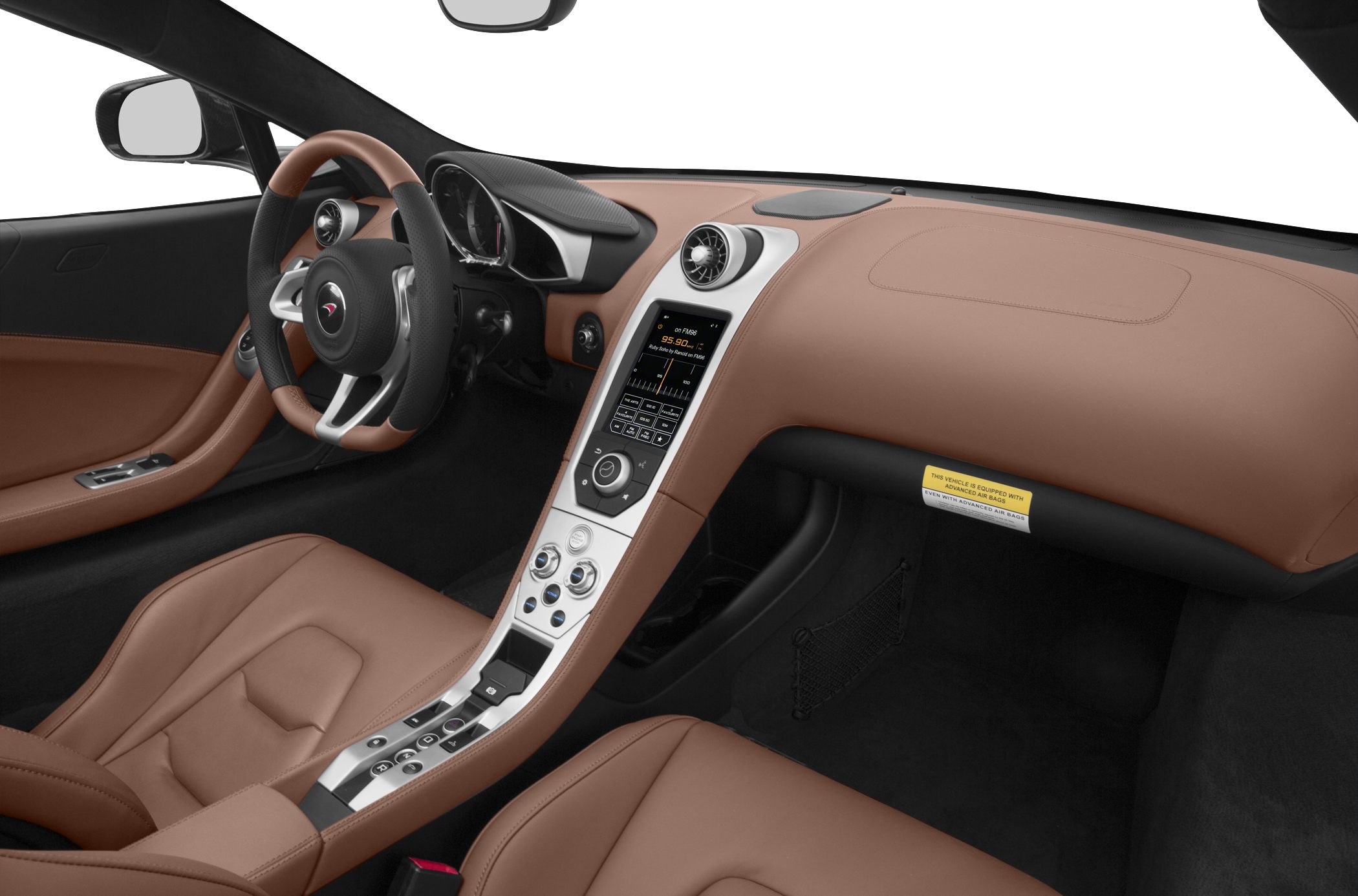 Brown leather interior with modern dashboard and center console