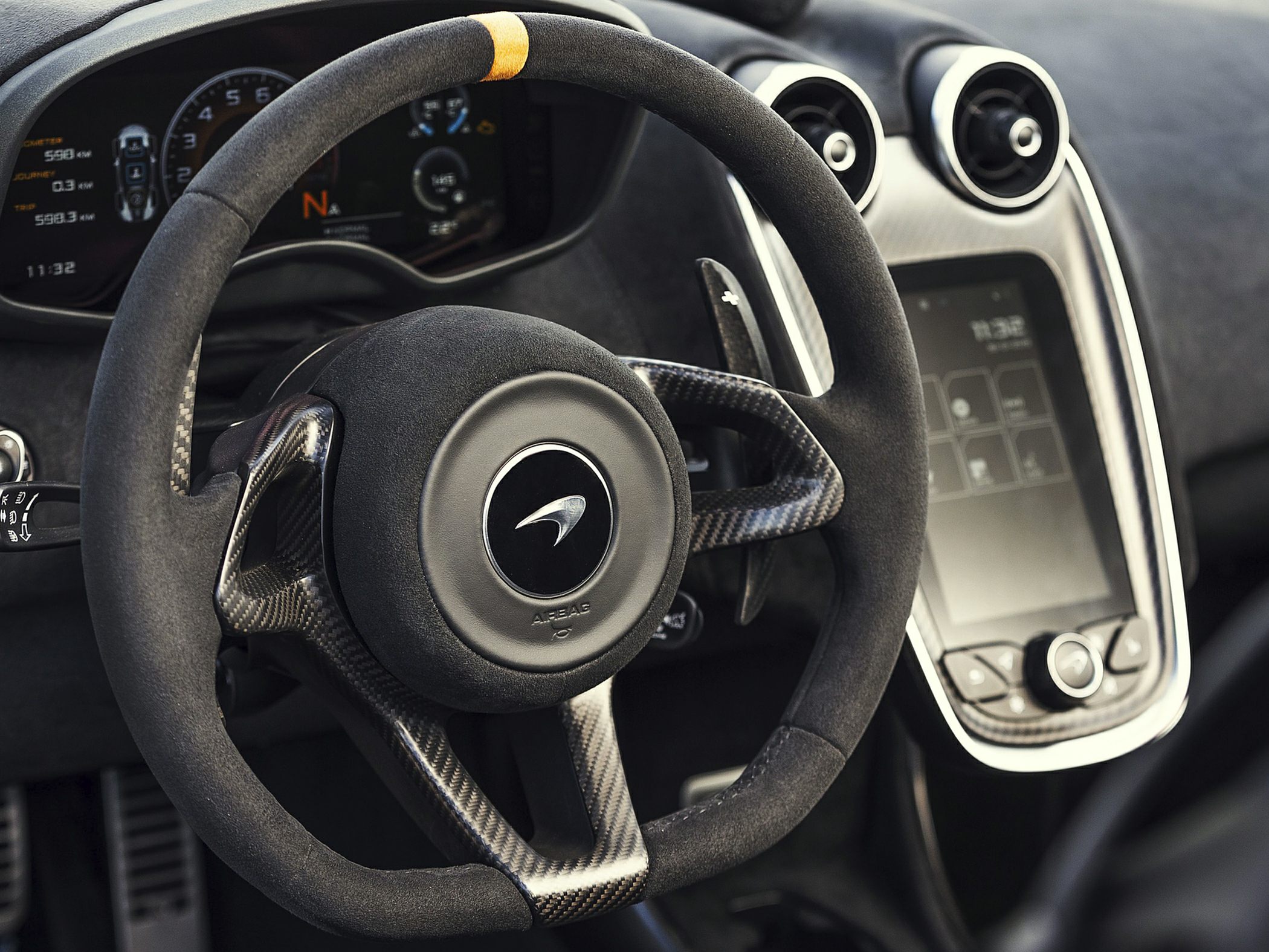 Carbon fiber steering wheel with digital dashboard
