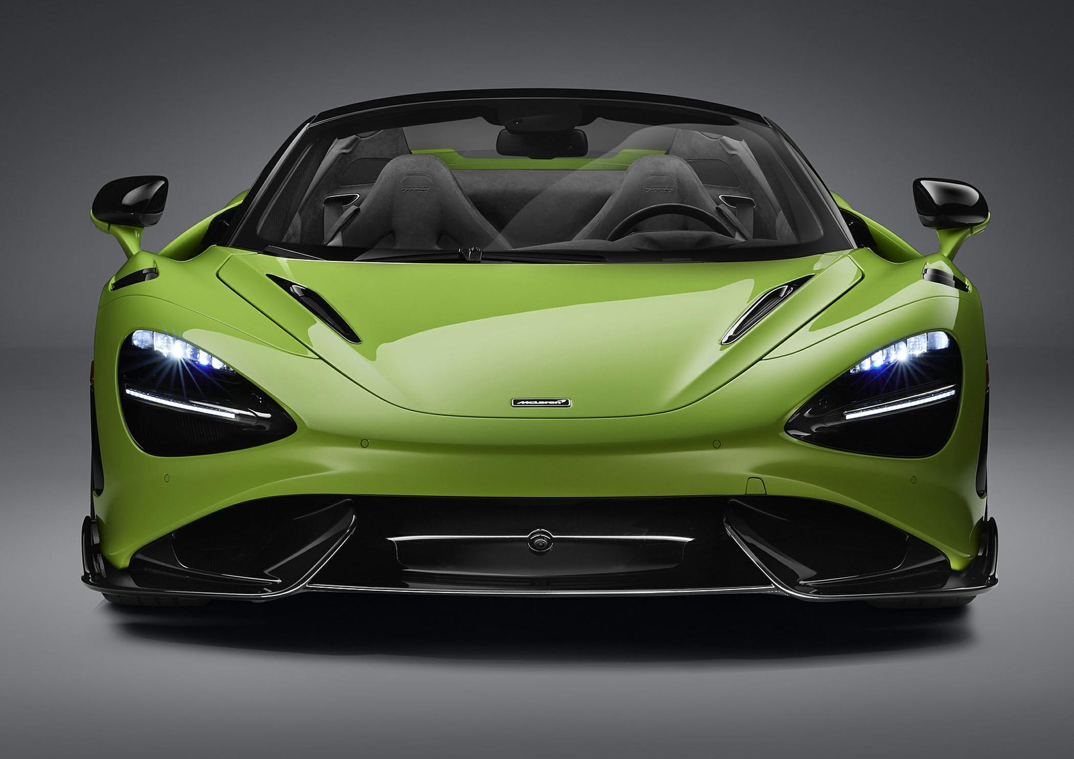 Front view with headlights and aerodynamic design elements
