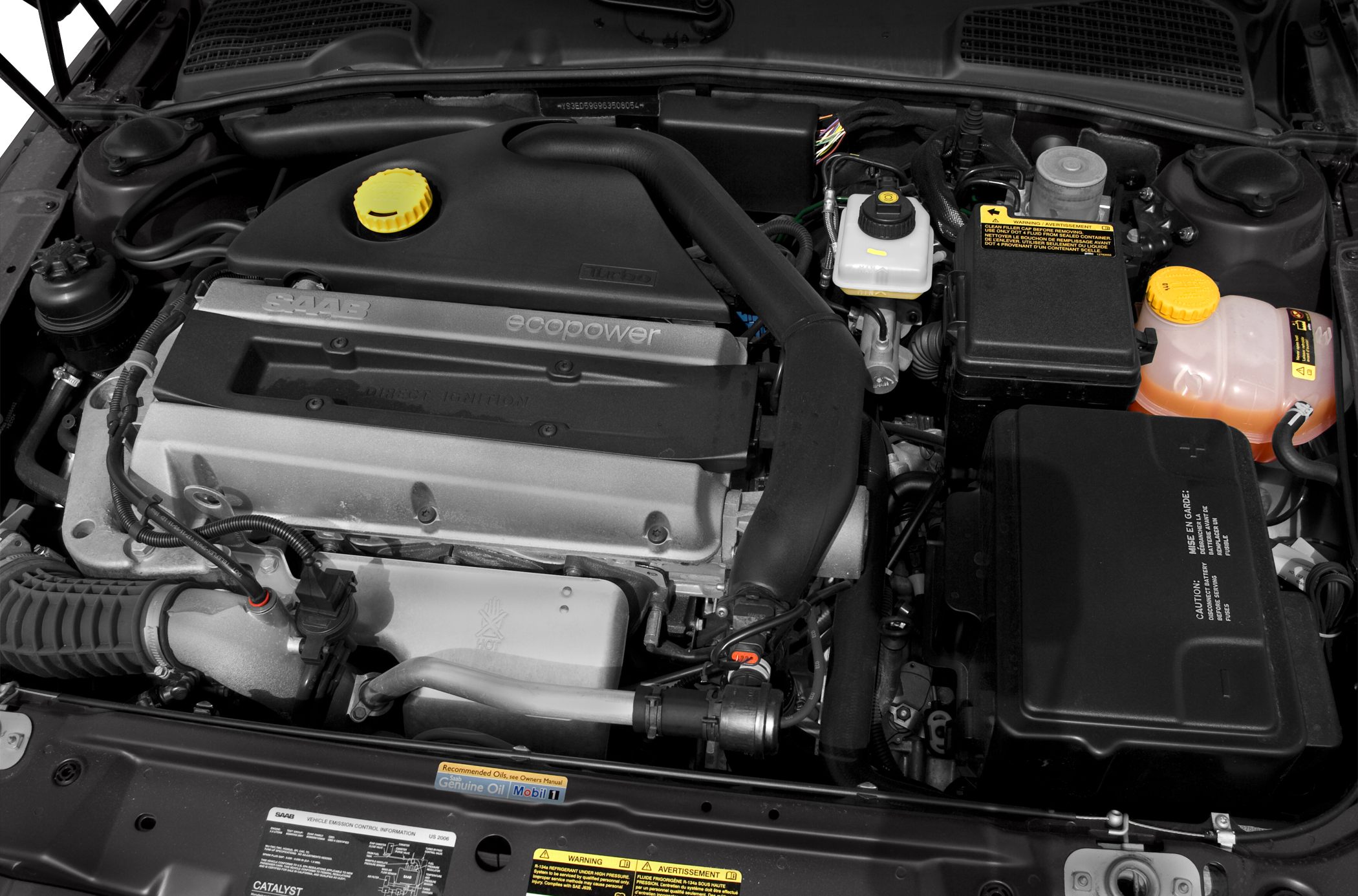 Ecopower engine bay with turbo components and fluid reservoirs