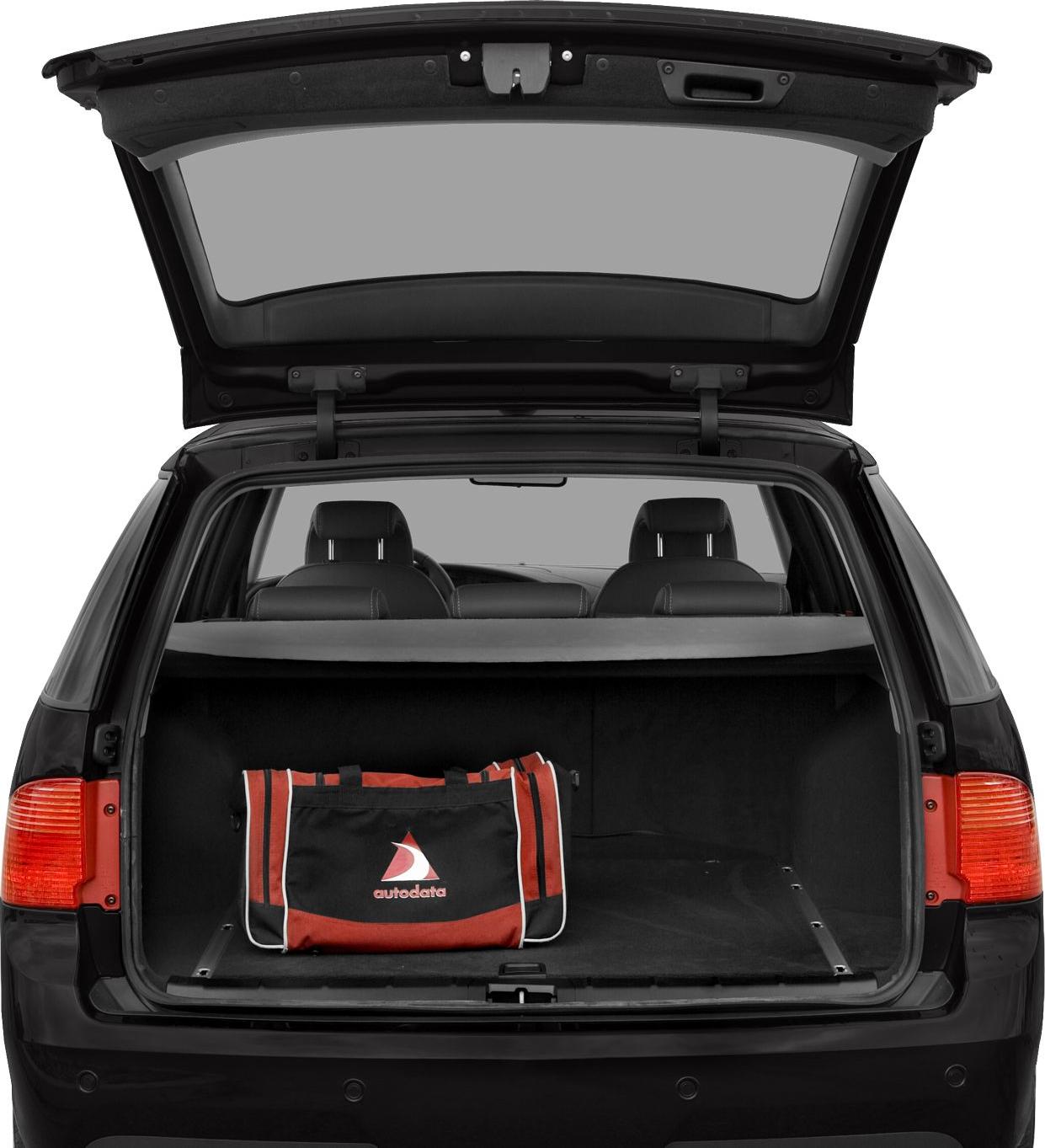 Open rear cargo area with visible seating and trunk space