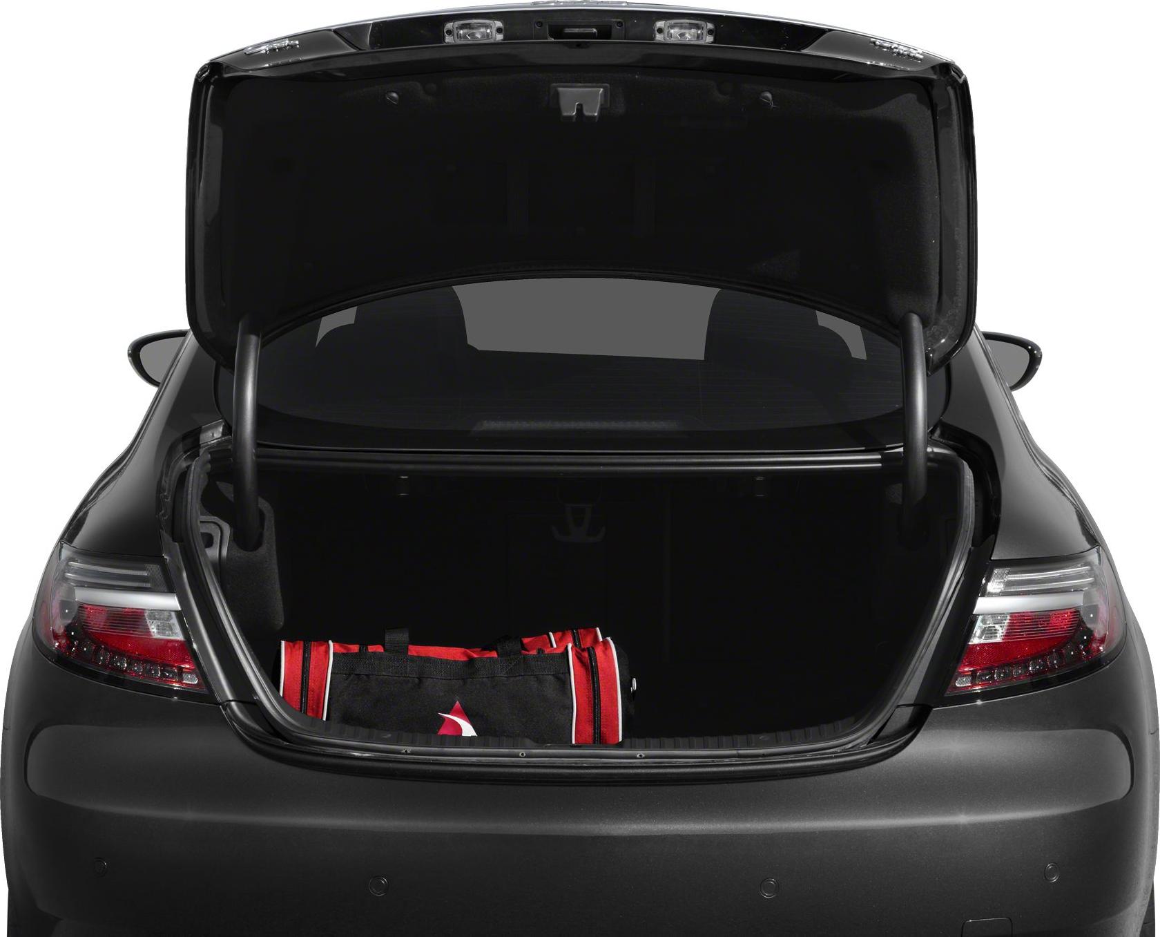 Open car trunk with sports bag and rear light details