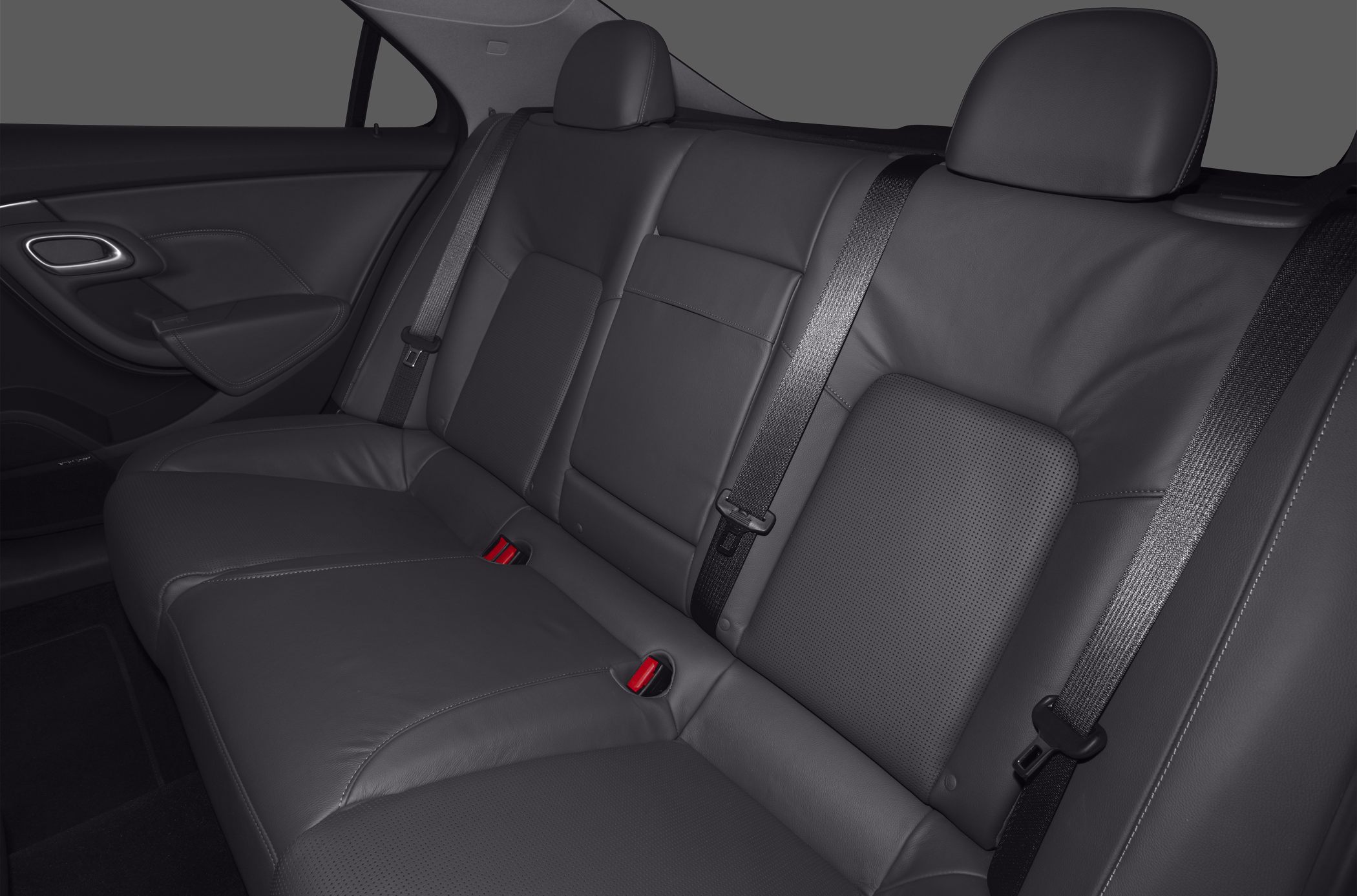 Rear leather seats with headrests and seat belts