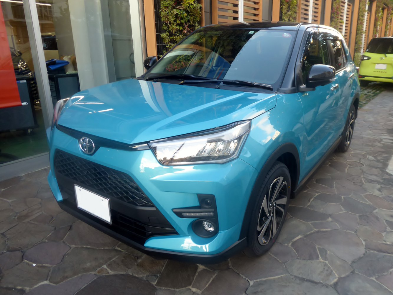 Front view of compact SUV with LED headlights and alloy wheels