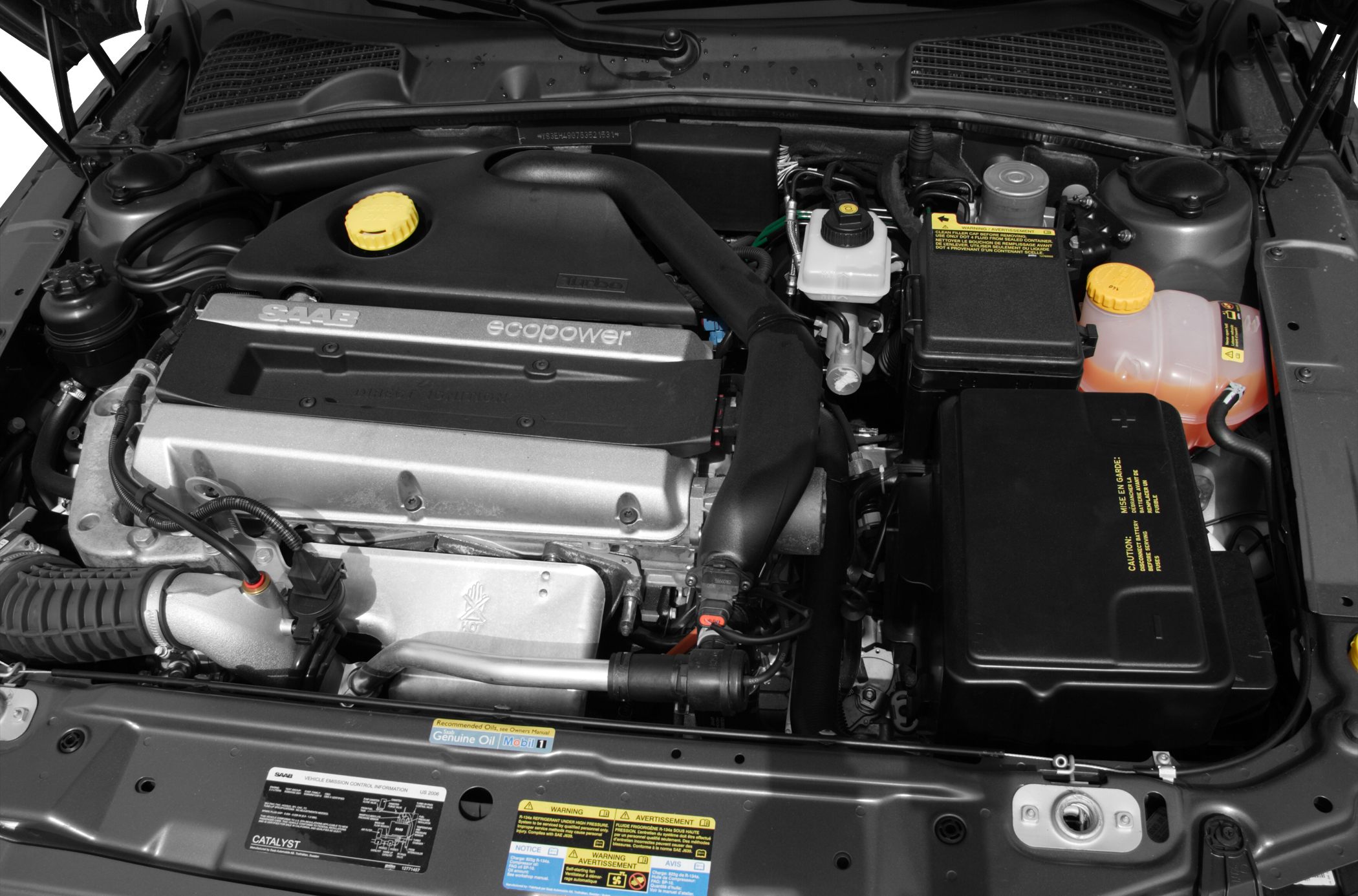 Turbocharged Ecopower engine bay with visible fluid reservoirs and components