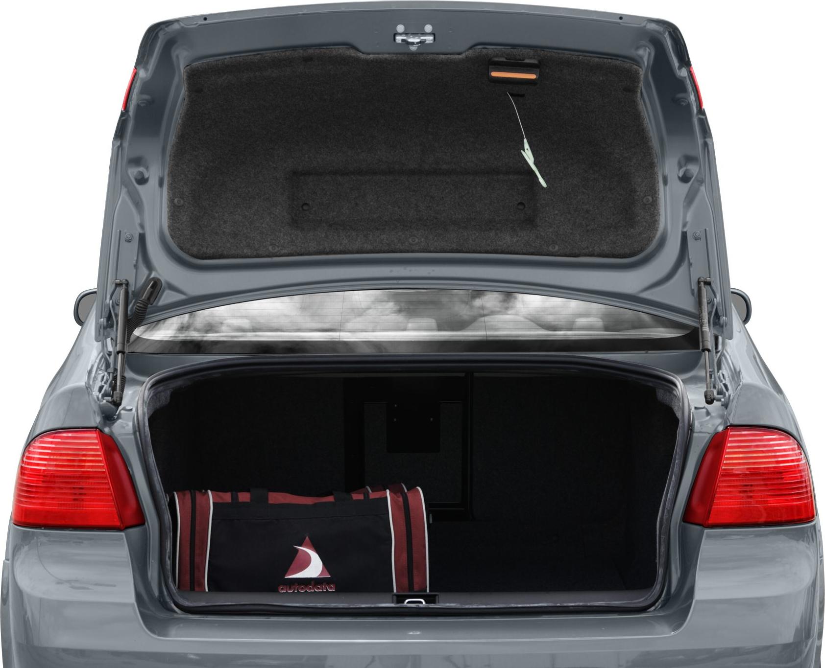 Open car trunk with Autodata bag inside