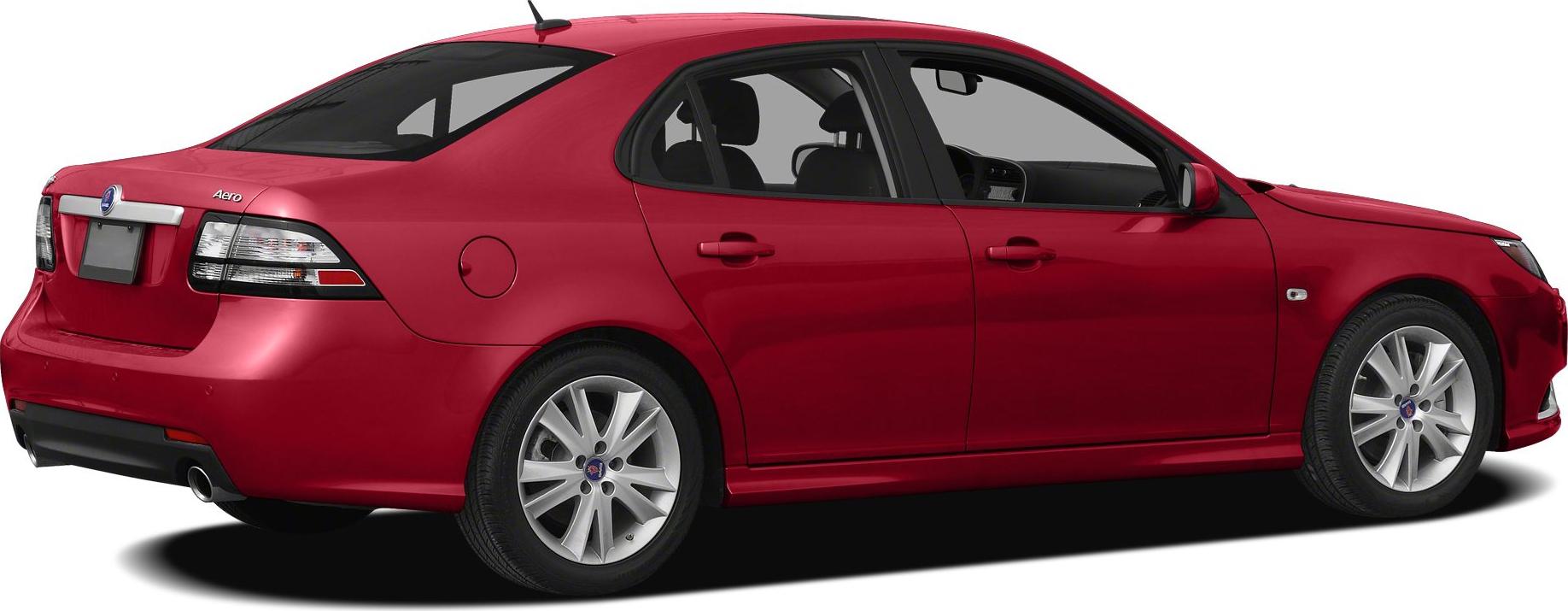 Red sedan with alloy wheels and dual exhaust