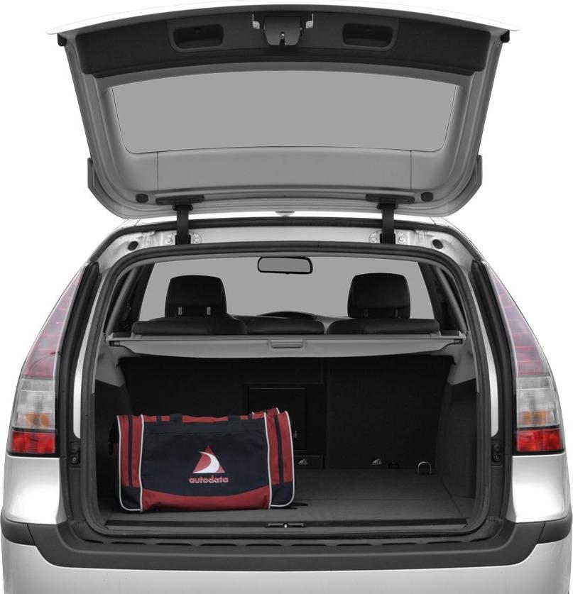 Open tailgate with spacious rear cargo area and visible rear seats.