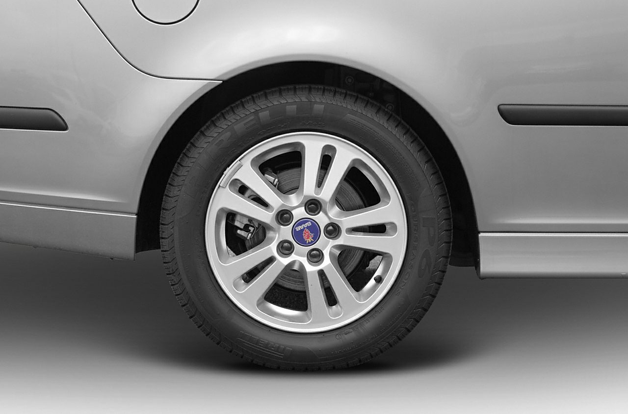Alloy wheel and tire close-up on rear side