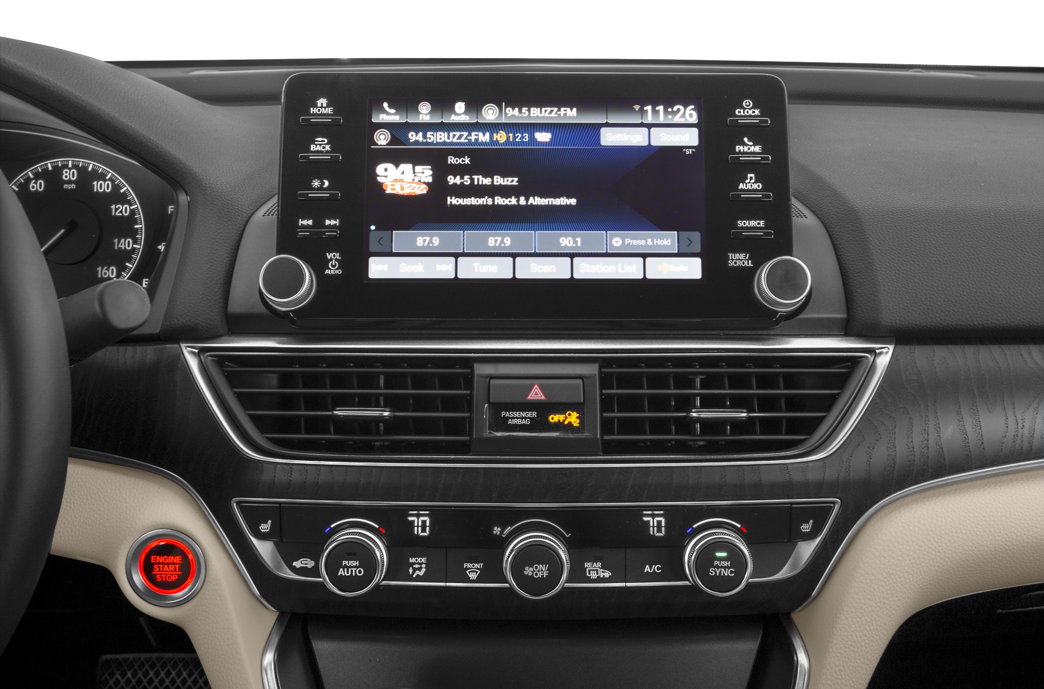 Touchscreen infotainment and digital dual-zone climate control with push-button start