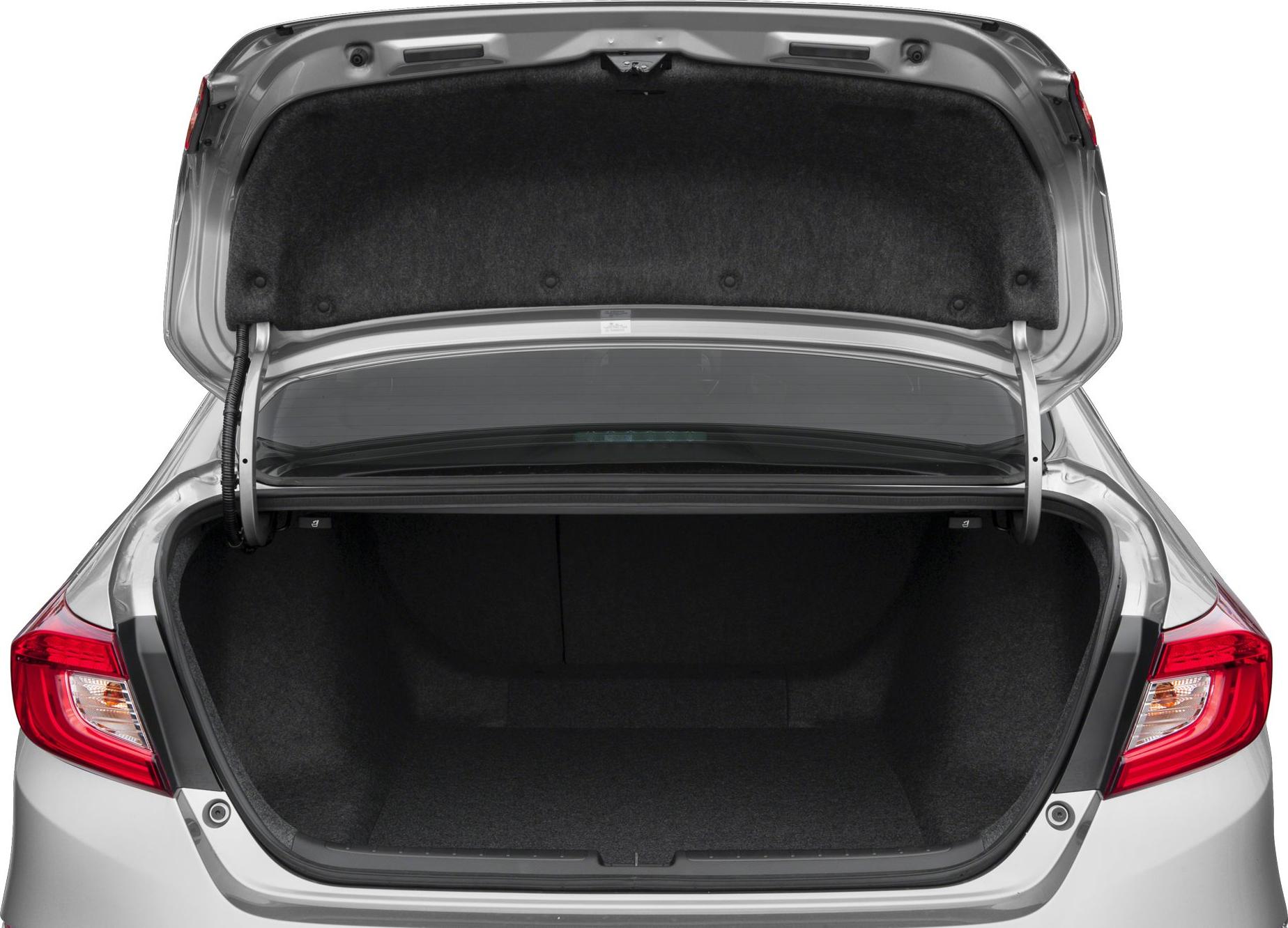 Open rear trunk with spacious cargo area and interior lining